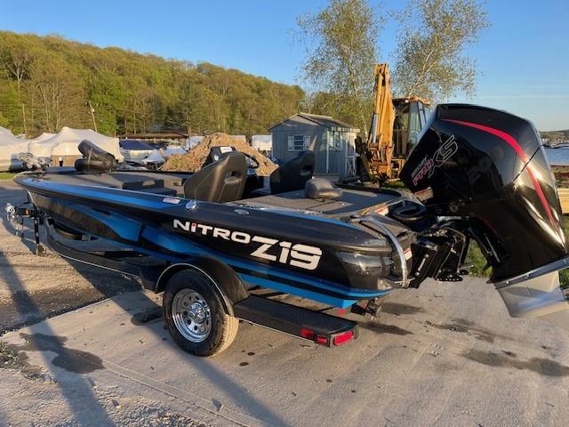 2024 Nitro Z19 boat with Mercury Pro XS engine on trailer.