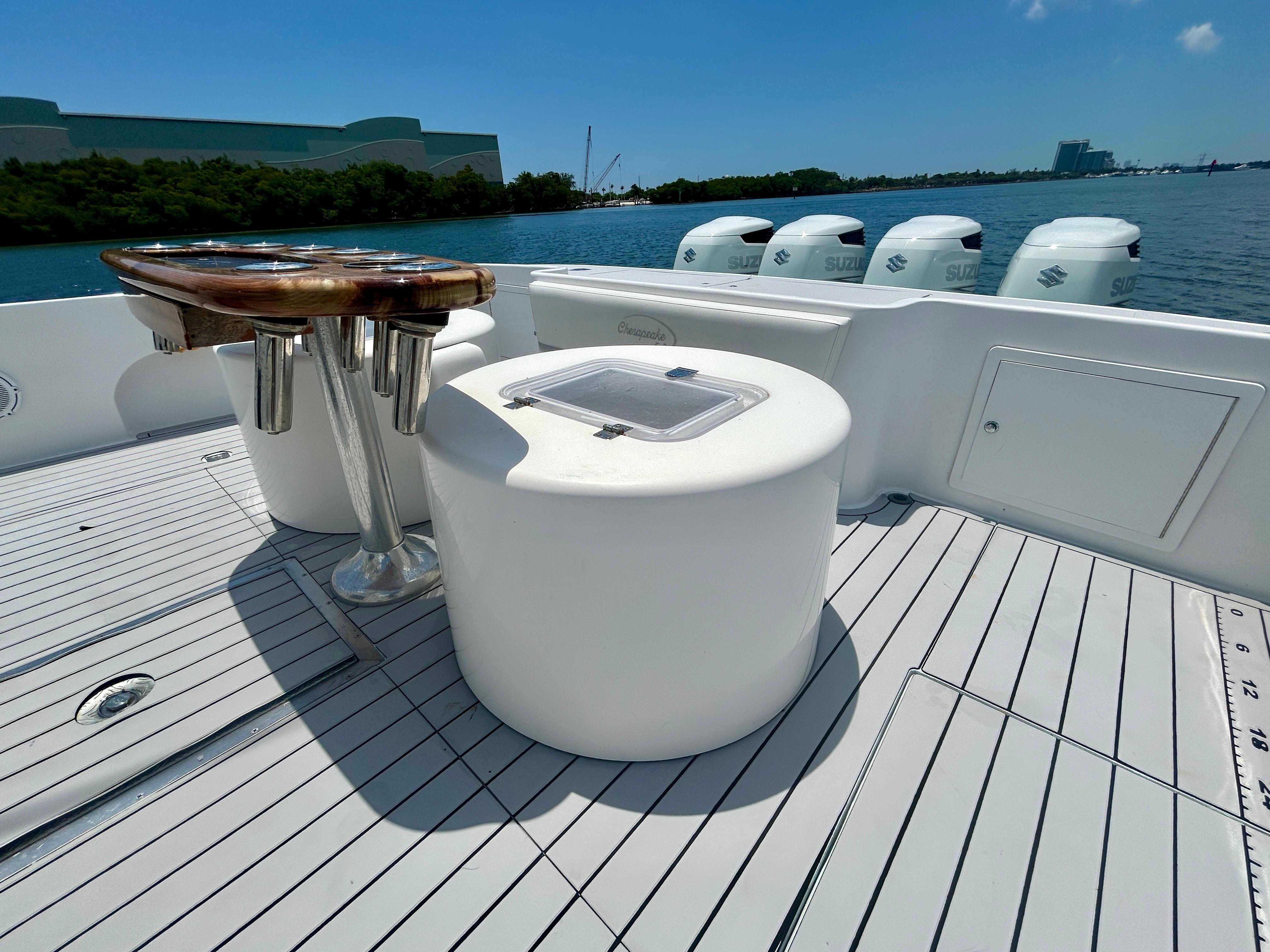 Chesapeake-53 Center Console 2017-Highly Migratory FL-US-2017 Chesapeake 53 Center Console boat deck with seating and multiple outboard engines.-9795522 | Thumbnail