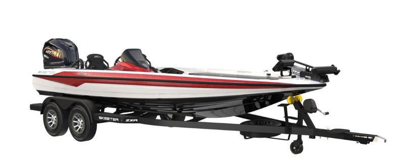 2025 Skeeter ZXR20SE bass boat on trailer, featuring sleek design and powerful engine.