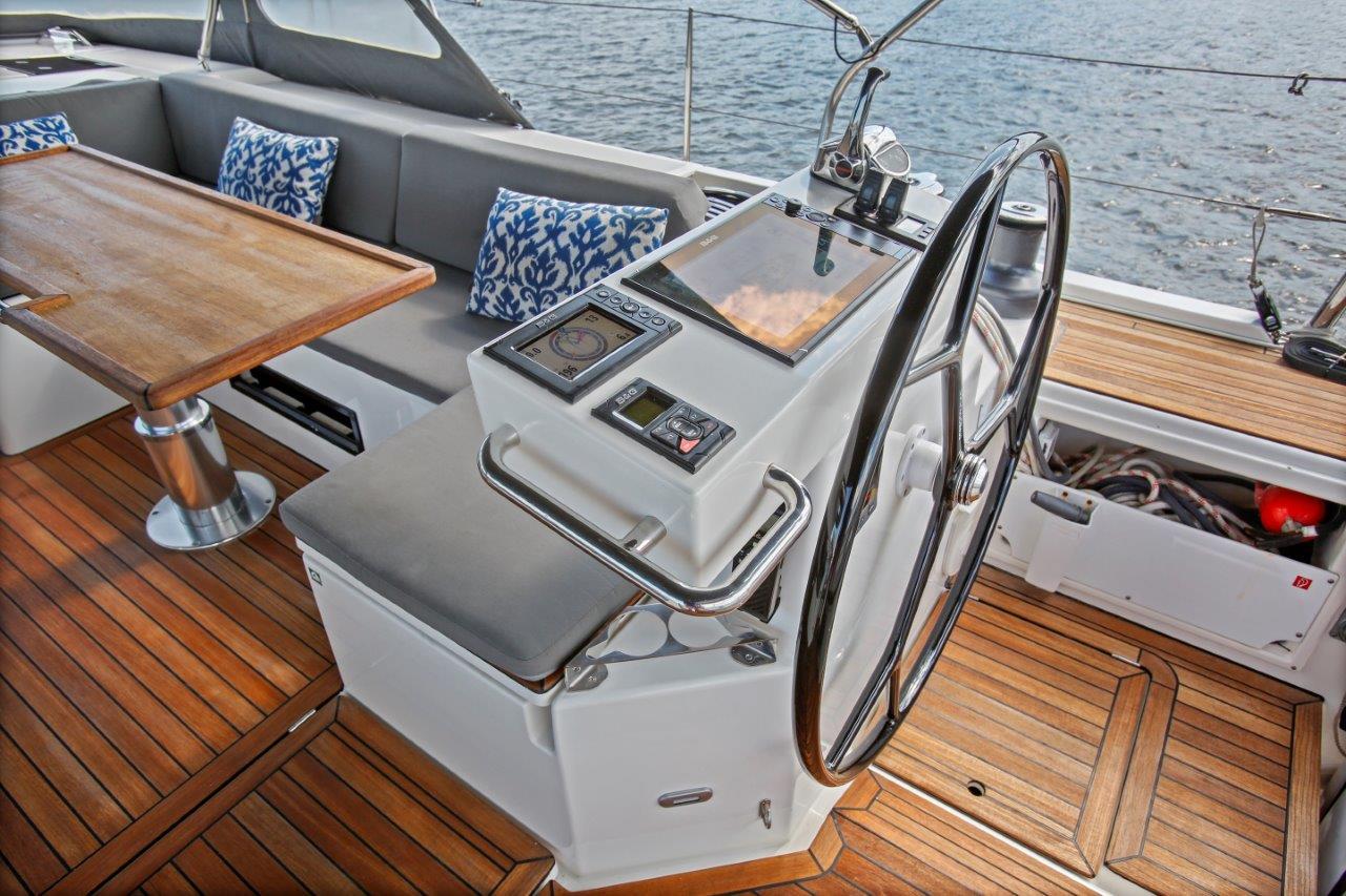 Starboard helm with engine and thruster controls