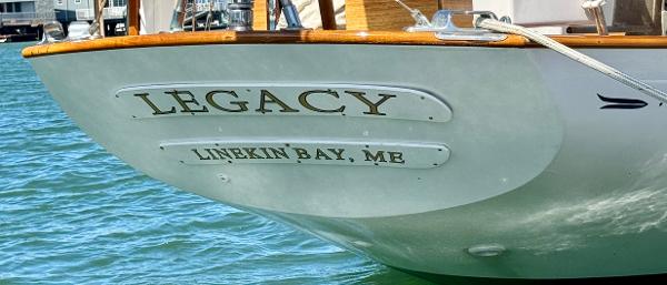 Aage Nielsen 50' Ketch "Legacy" docked at Linekin Bay, ME, 1956 model.