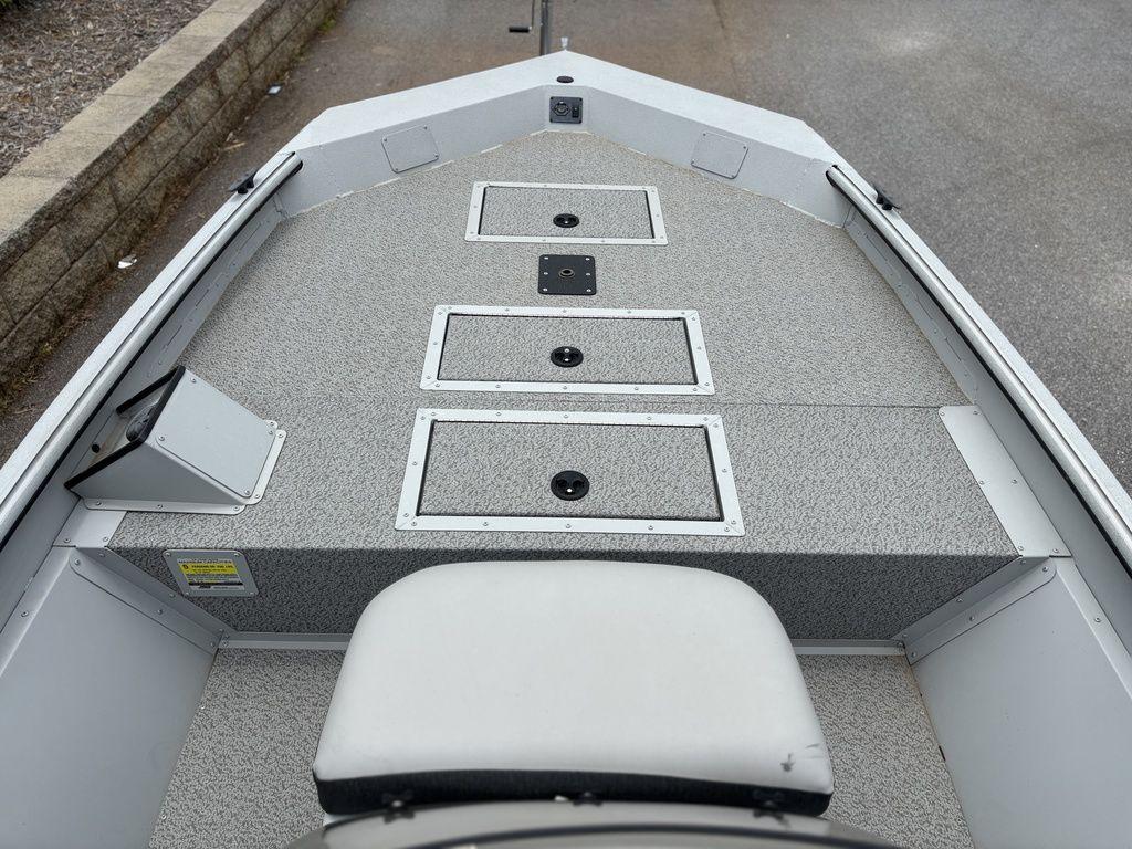 2025 SeaArk Shadow 18 Center Console boat interior with storage compartments.