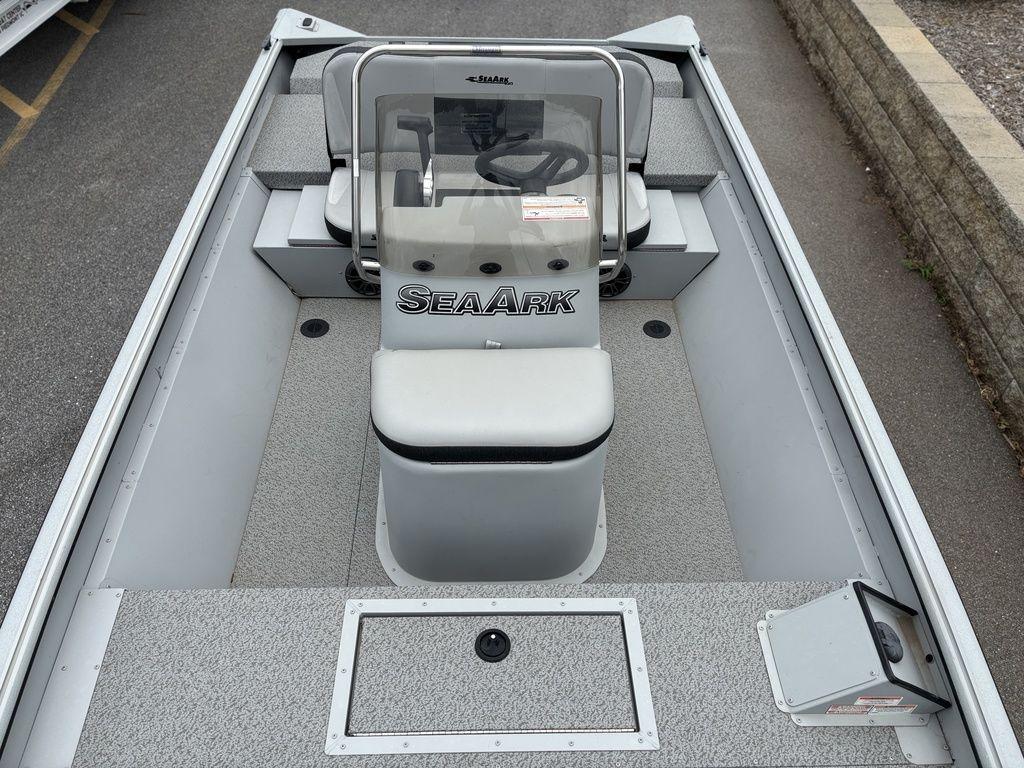 2025 SeaArk Shadow 18 Center Console boat with sleek design and spacious interior.