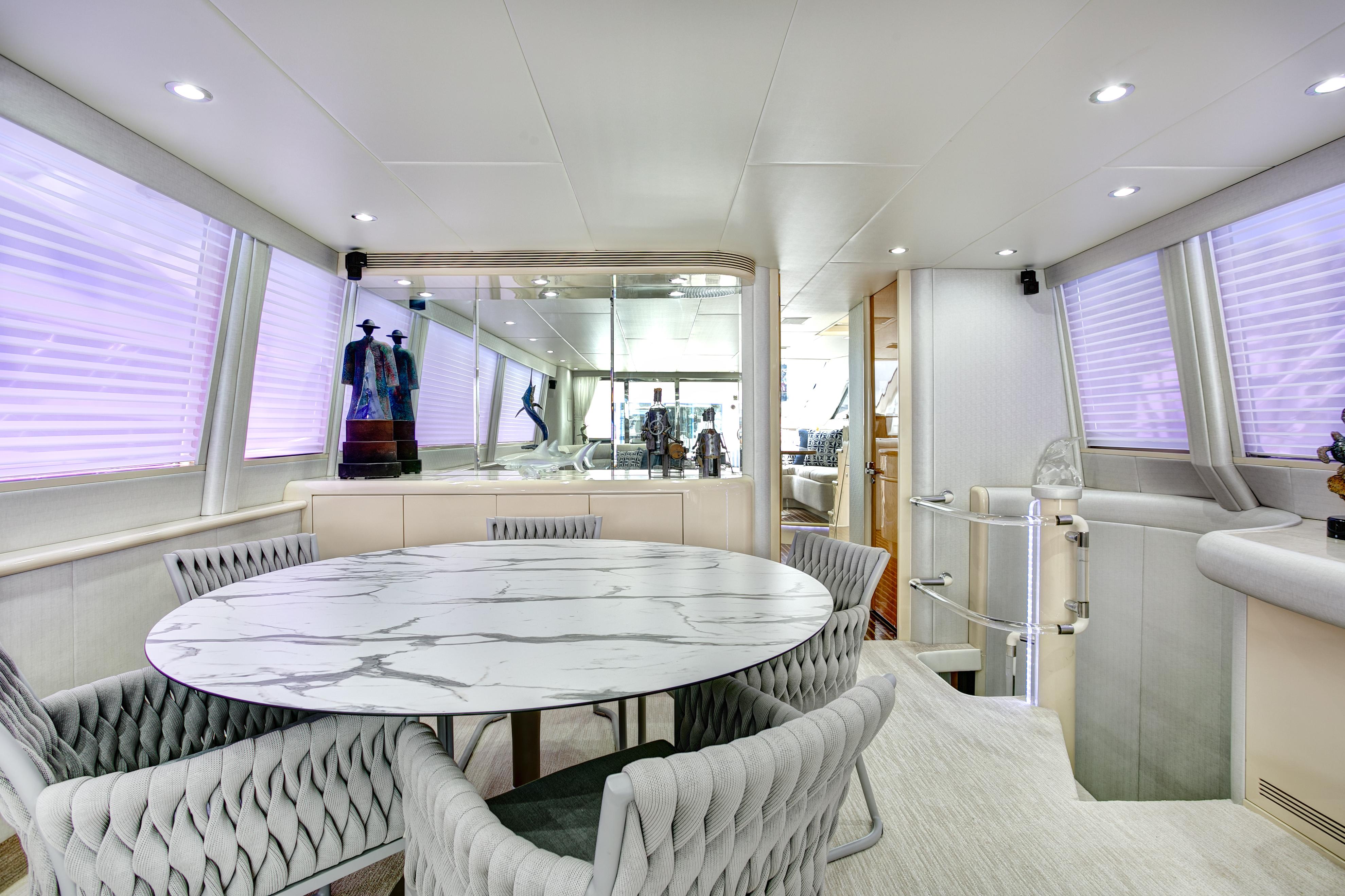 Lazzara-76 1994-MAUTICA FL-US-Luxurious interior of 1994 Lazzara 76 yacht with elegant dining area and modern decor.-9595695 | Thumbnail
