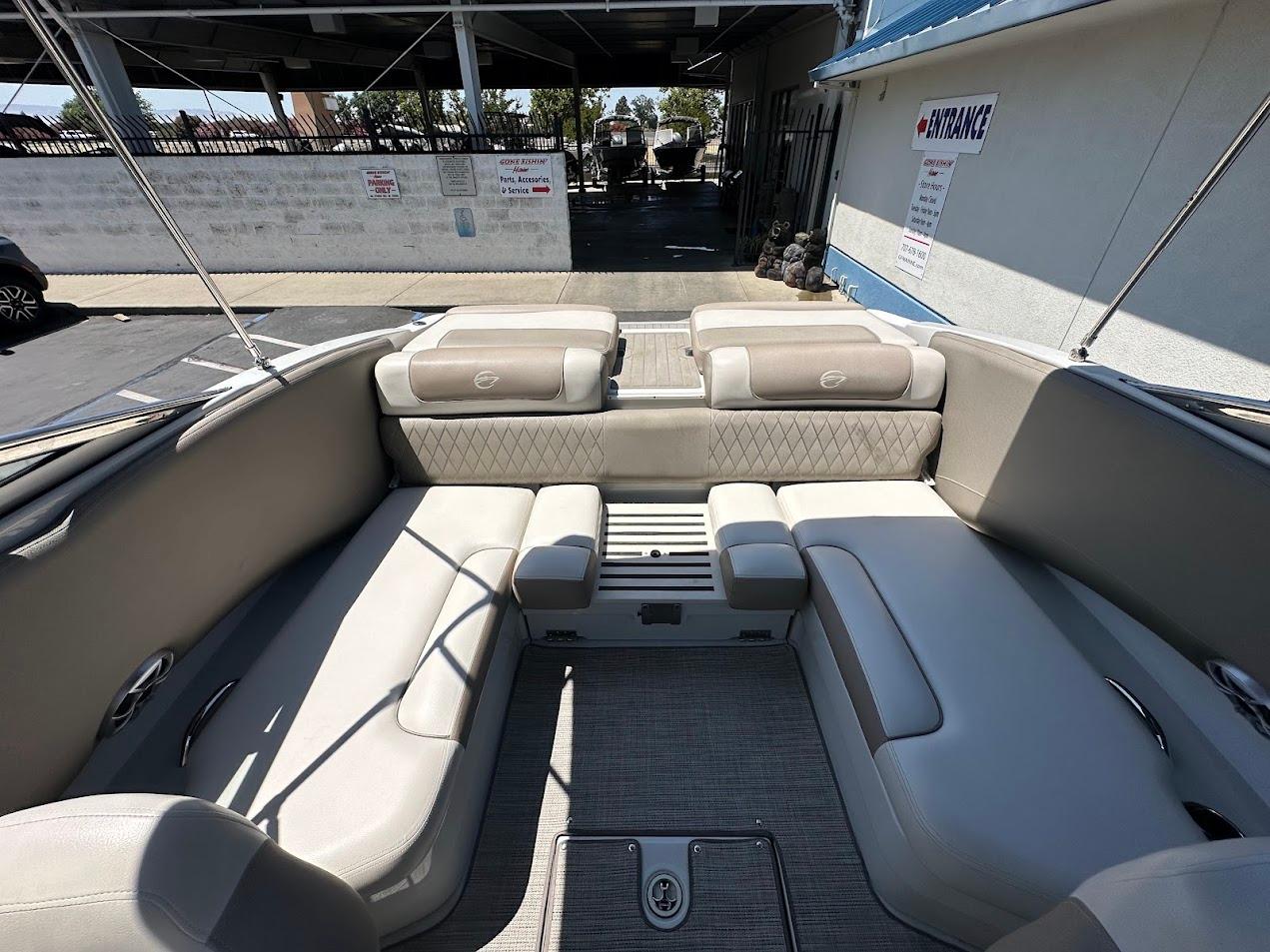 2019 Crownline 235 SS boat interior with spacious seating and modern design.