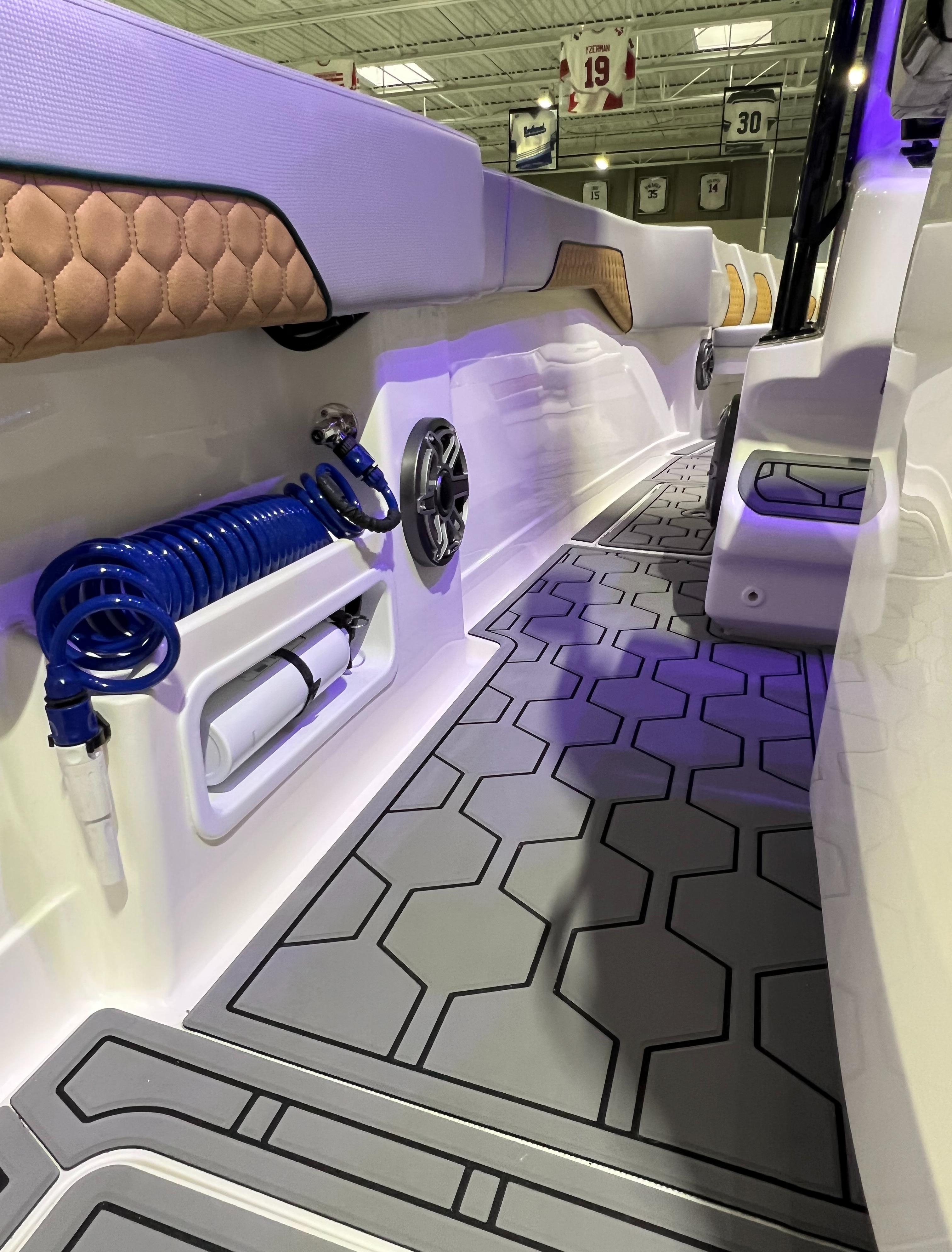 Blackwater-36 Sport 2022 -MI-US-2022 Blackwater 36 Sport boat interior with modern seating and hexagonal floor design.-8355779 | Thumbnail