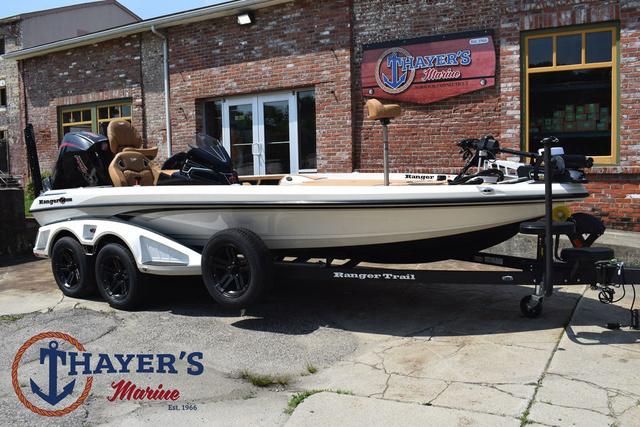 2025 Ranger Z520R Cup-Equipped boat on trailer at Thayer's Marine dealership.