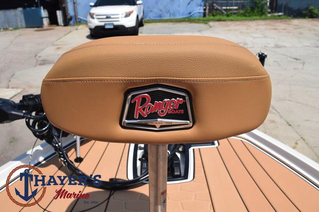 2025 Ranger Z520R Cup-Equipped boat seat with Thayer's Marine logo.