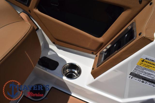 2025 Ranger Z520R boat interior with cup holder and seating, featuring Thayer's Marine logo.