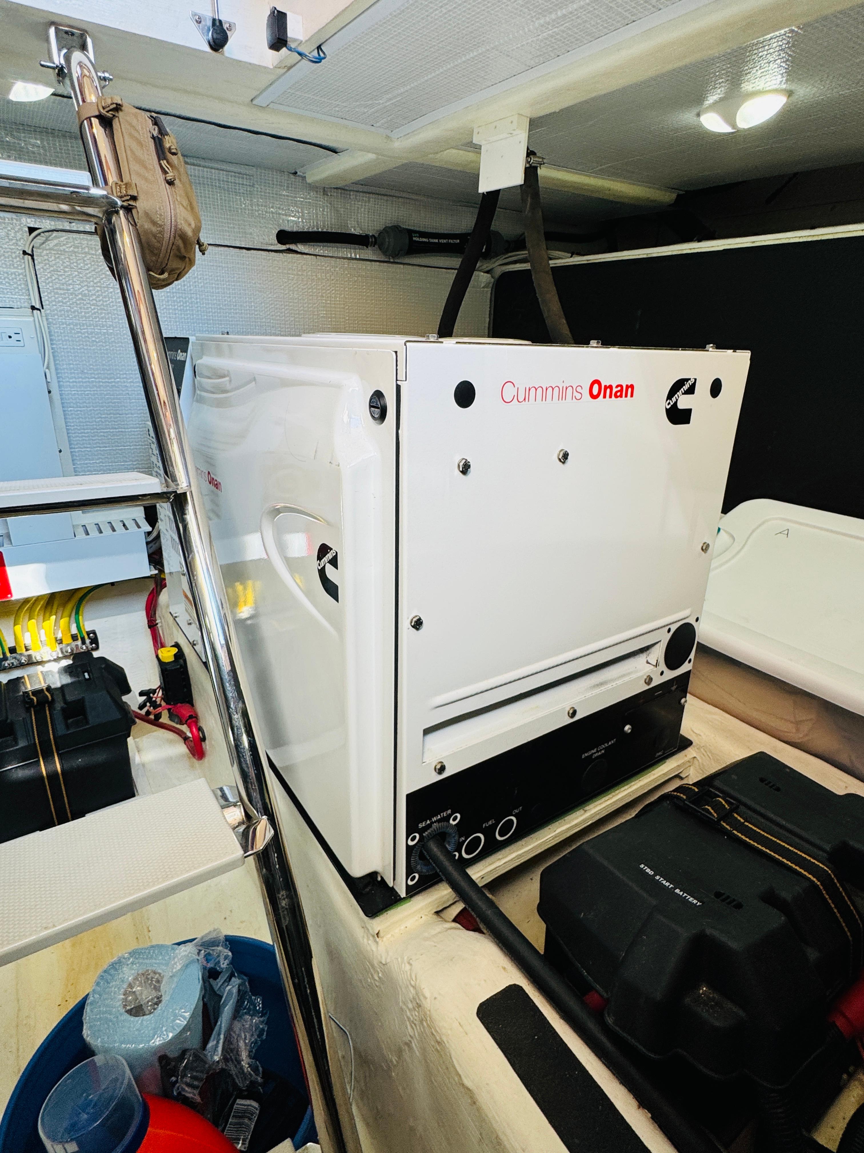 Cummins Onan generator in 2018 Sabre 42 Salon Express engine room.