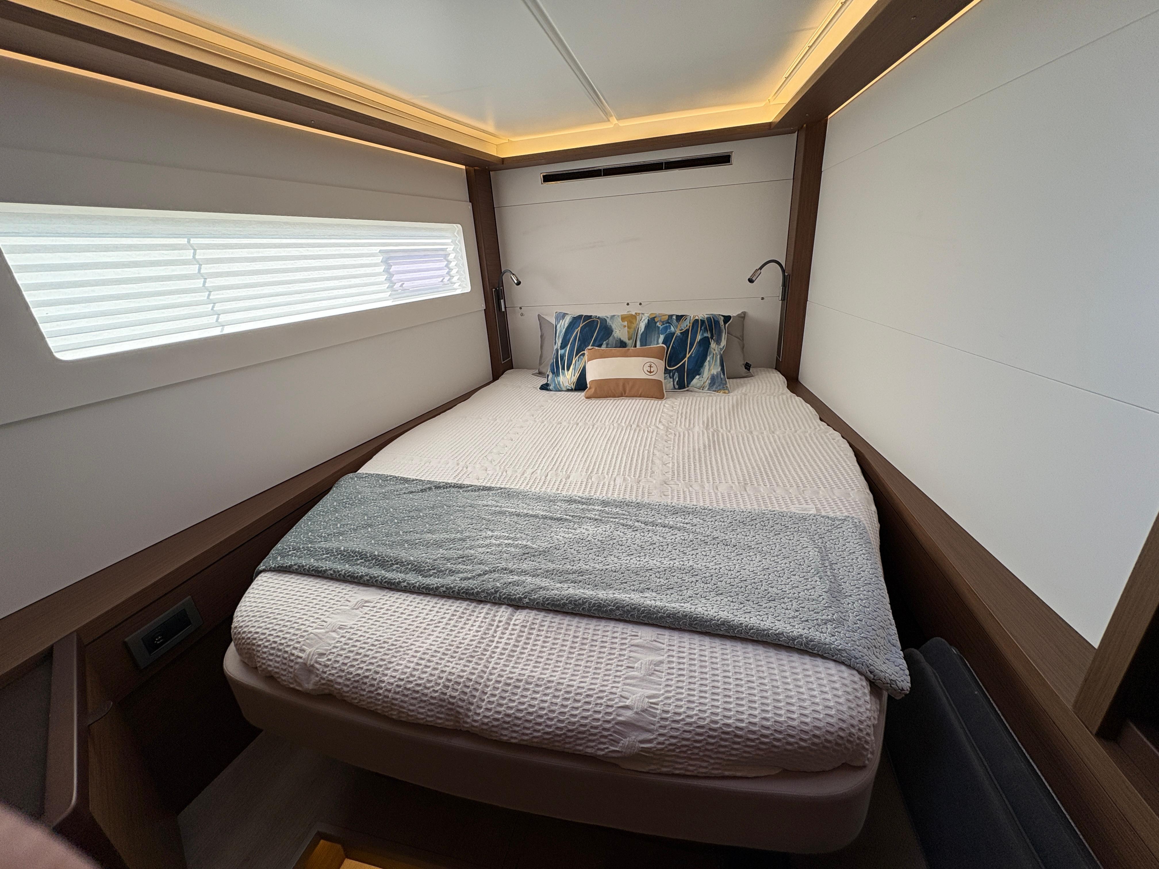 Dufour-560 Exclusive 2018-560 Exclusive US-Luxurious cabin interior of 2018 Dufour 560 Exclusive yacht with cozy bedding.-9765971 | Thumbnail