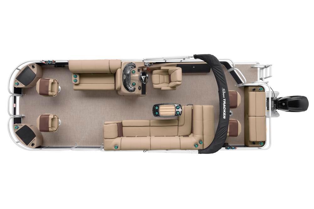 2021 Sun Tracker Fishin' Barge 24 DLX pontoon boat interior layout, top view.
