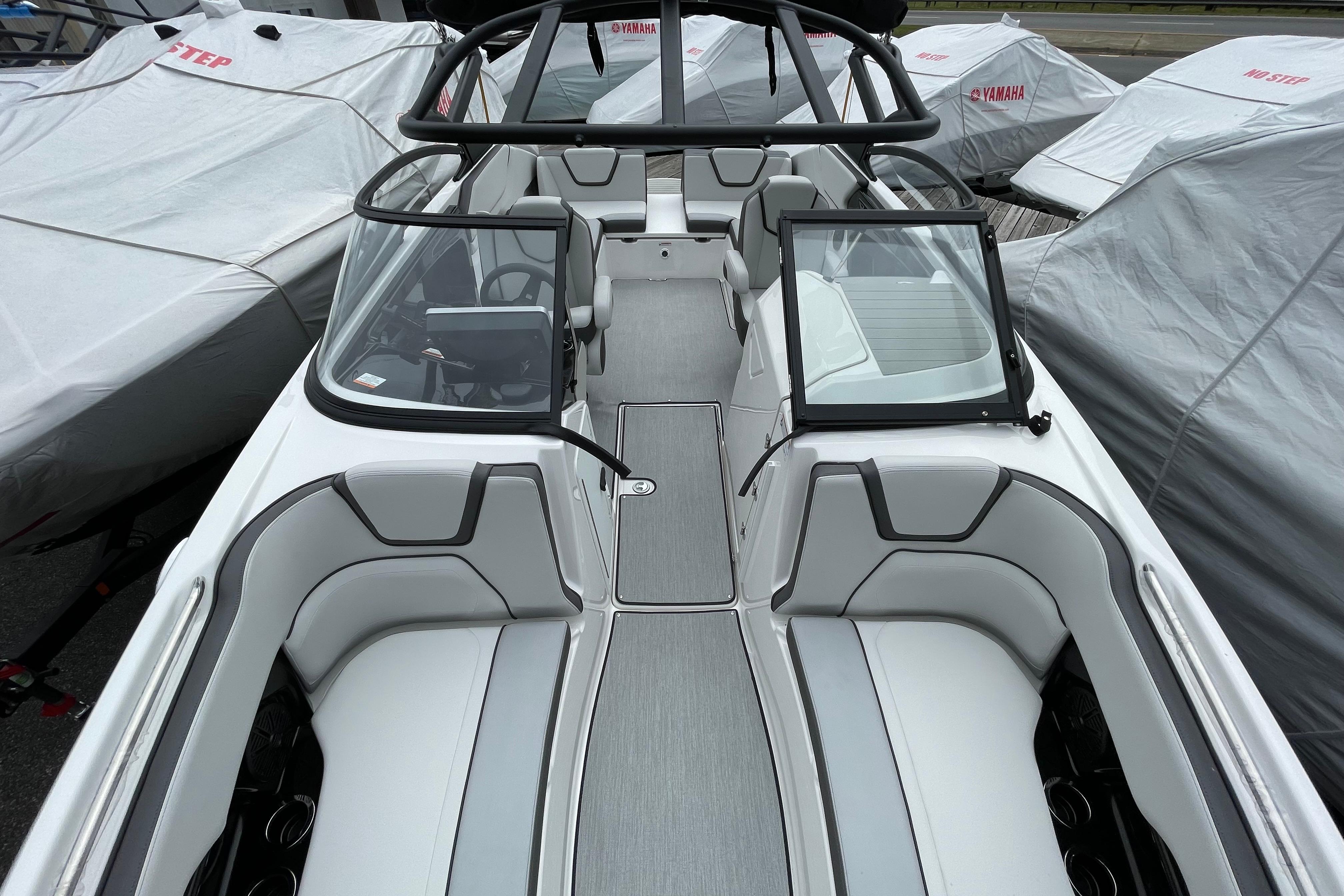 2026 Yamaha AR250 boat interior with sleek seating and modern design.
