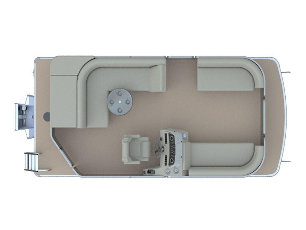 Top view of 2021 Godfrey SW 2086 C pontoon boat layout with seating and helm.