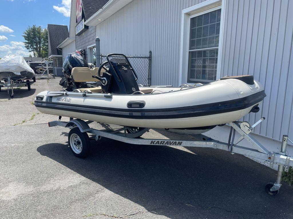 2023 Highfield Classic 380 GT Limited inflatable boat on a Karavan trailer.