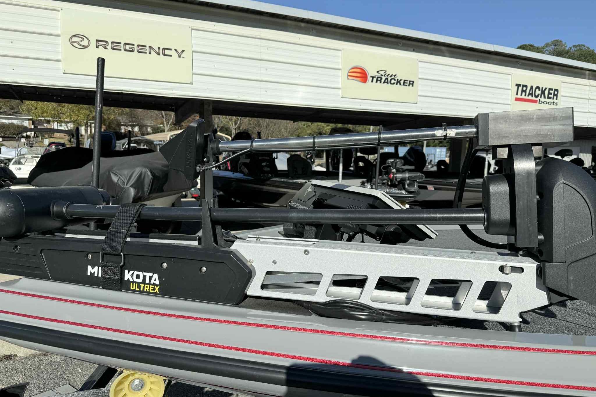 2022 Caymas CX20PRO boat with Minn Kota Ultrex trolling motor at dealership.