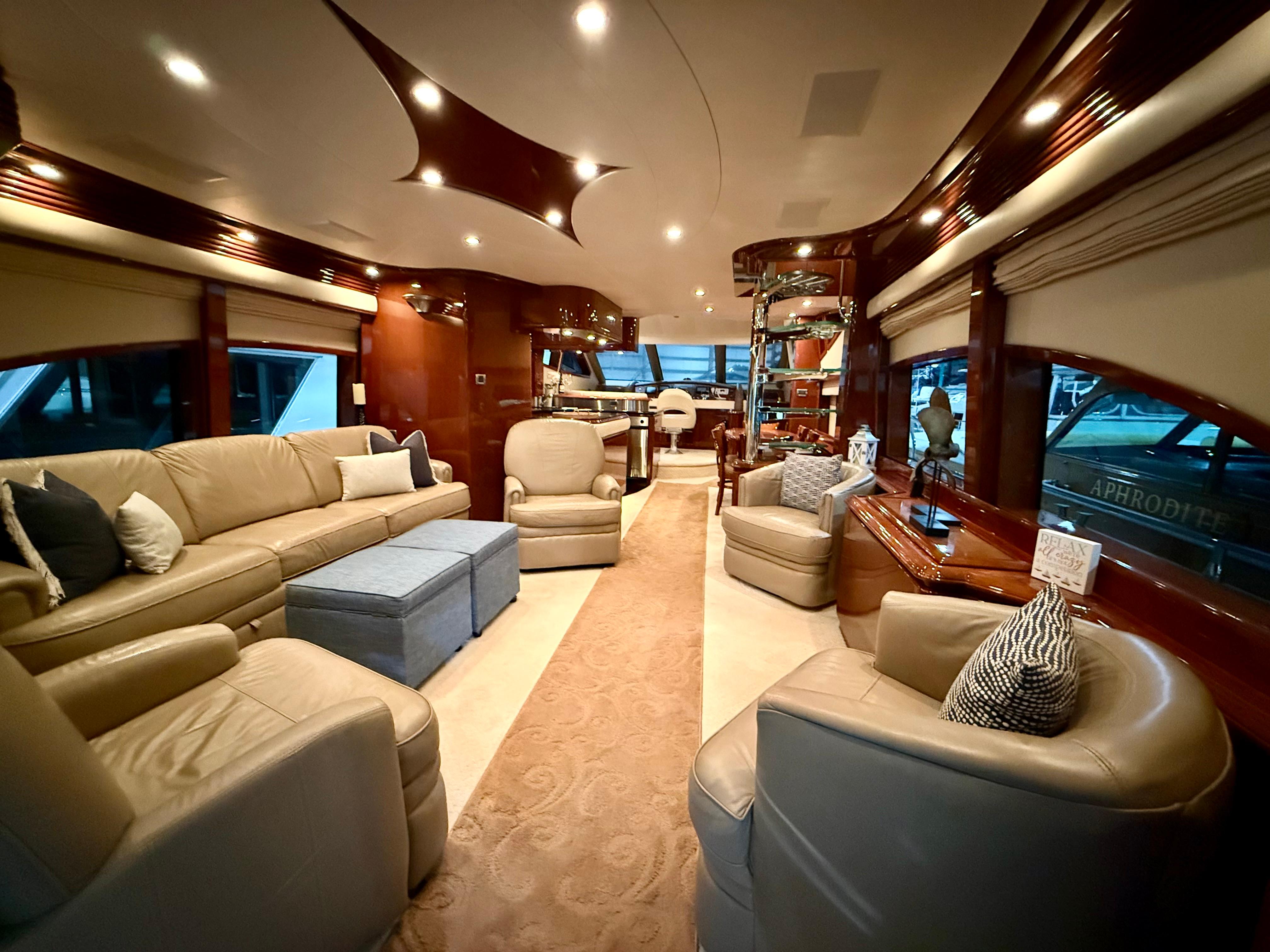 Marquis-65 2005-Tenacity FL-US-Luxurious interior of a 2005 Marquis 65 yacht with elegant seating and ambient lighting.-9656261 | Thumbnail