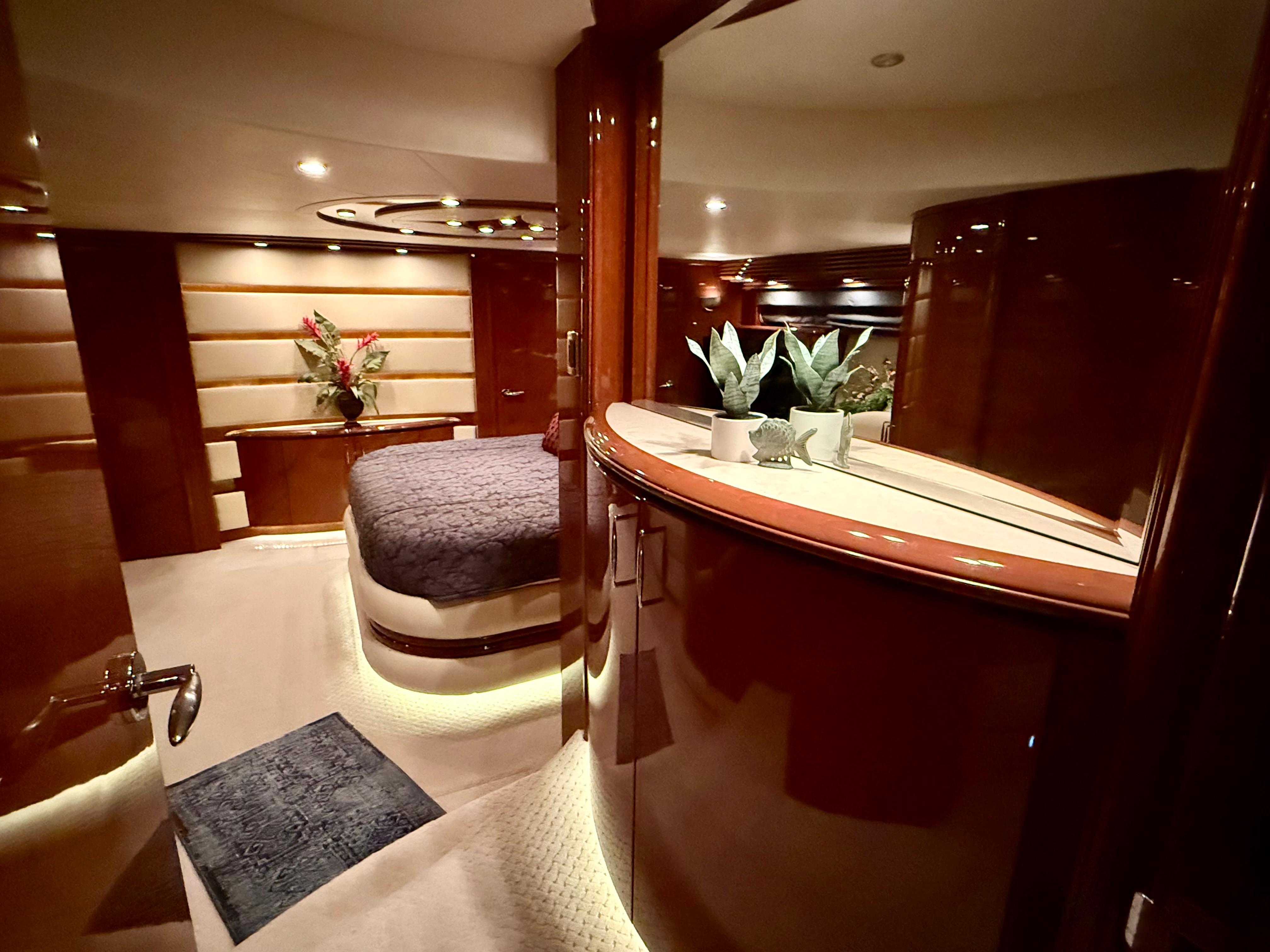 Marquis-65 2005-Tenacity FL-US-Luxurious interior of a 2005 Marquis 65 yacht with elegant wood finishes and ambient lighting.-9656261 | Thumbnail