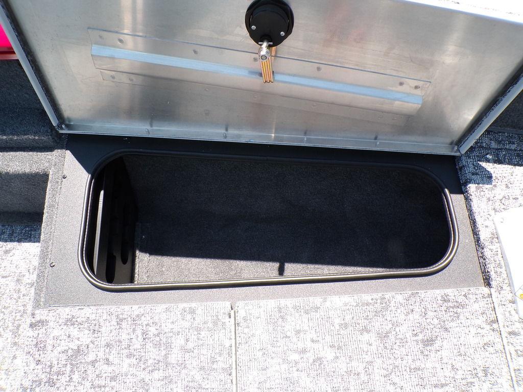 Open storage compartment on 2025 Tracker Pro Team 175 TF® boat.