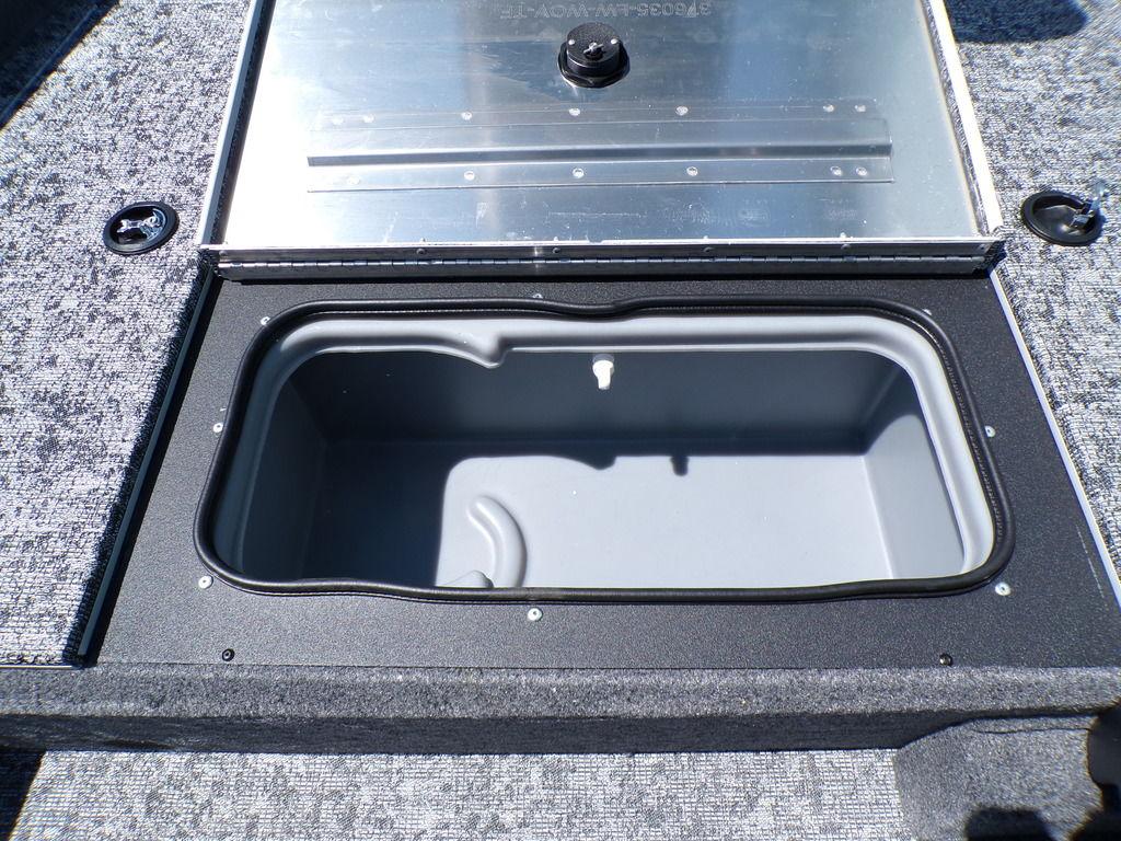 Open storage compartment on 2025 Tracker Pro Team 175 TF® boat.
