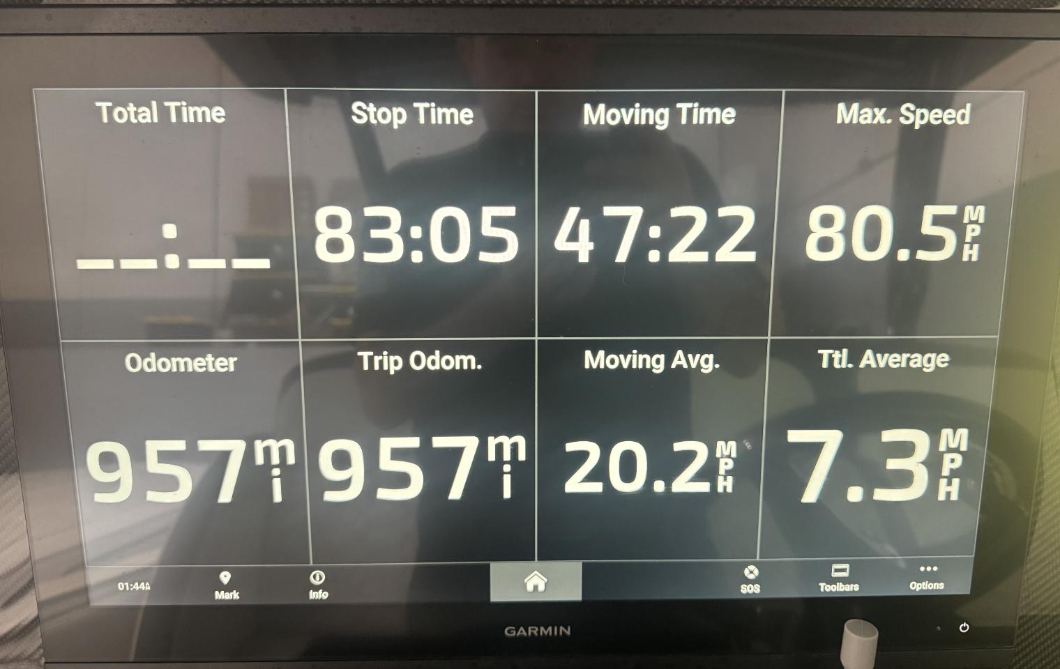 Nor-Tech-390 Sport Center Console 2023 -KY-US-Display screen showing boat statistics, including speed and odometer, on a 2023 Nor-Tech 390 Sport.-9746423 | Thumbnail