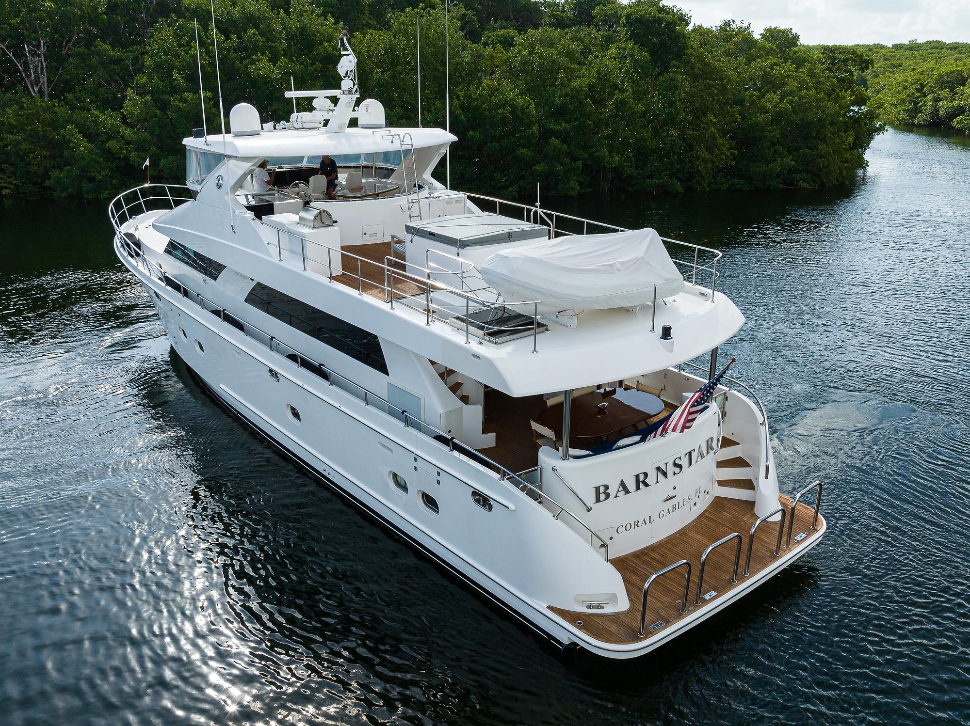 Ocean Alexander 80 BARNSTAR - Port Aft Aerial Profile