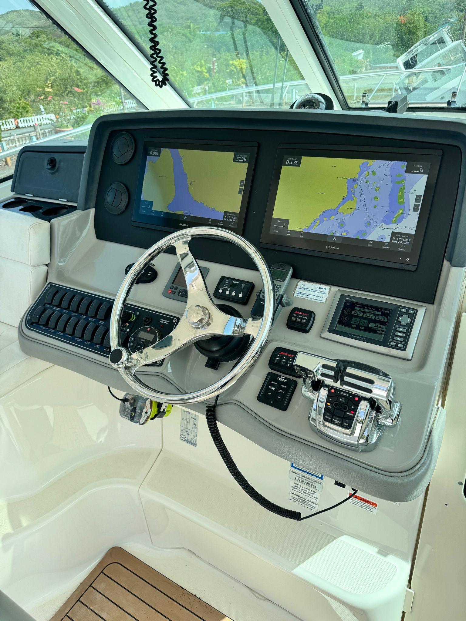 Boston Whaler-345 Conquest 2012 -PR-2012 Boston Whaler 345 Conquest helm with dual navigation screens and controls.-9446483 | Thumbnail