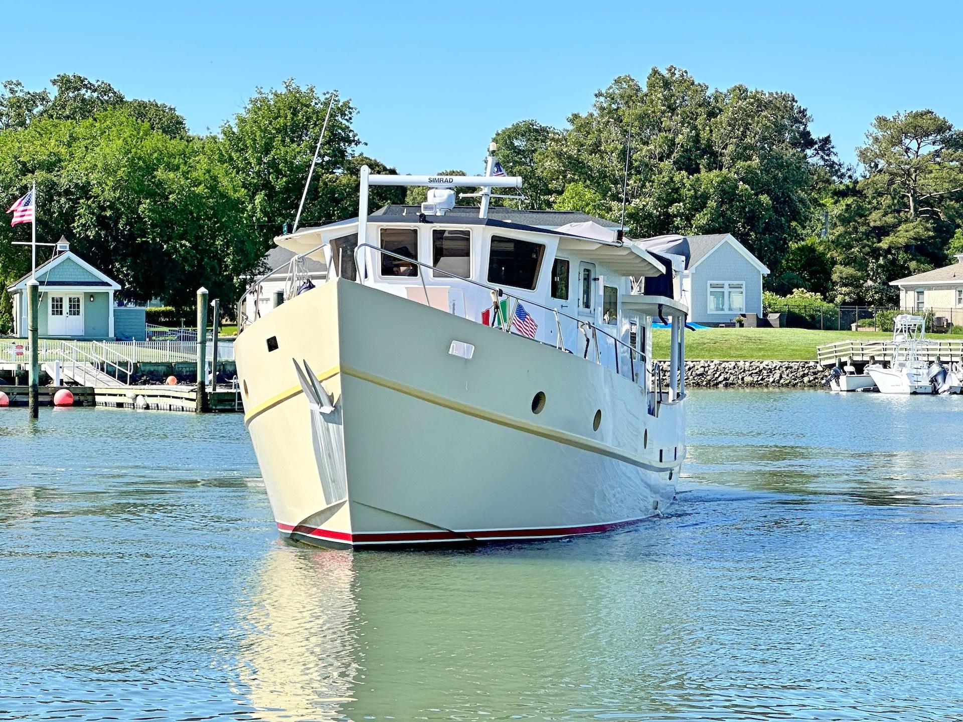Custom-Holland Marine 50 Custom Trawler 1993-La Vita Marina SC-US-Custom Holland Marine 50 Trawler, 1993, cruising in a serene waterfront setting.-9816492 | Thumbnail