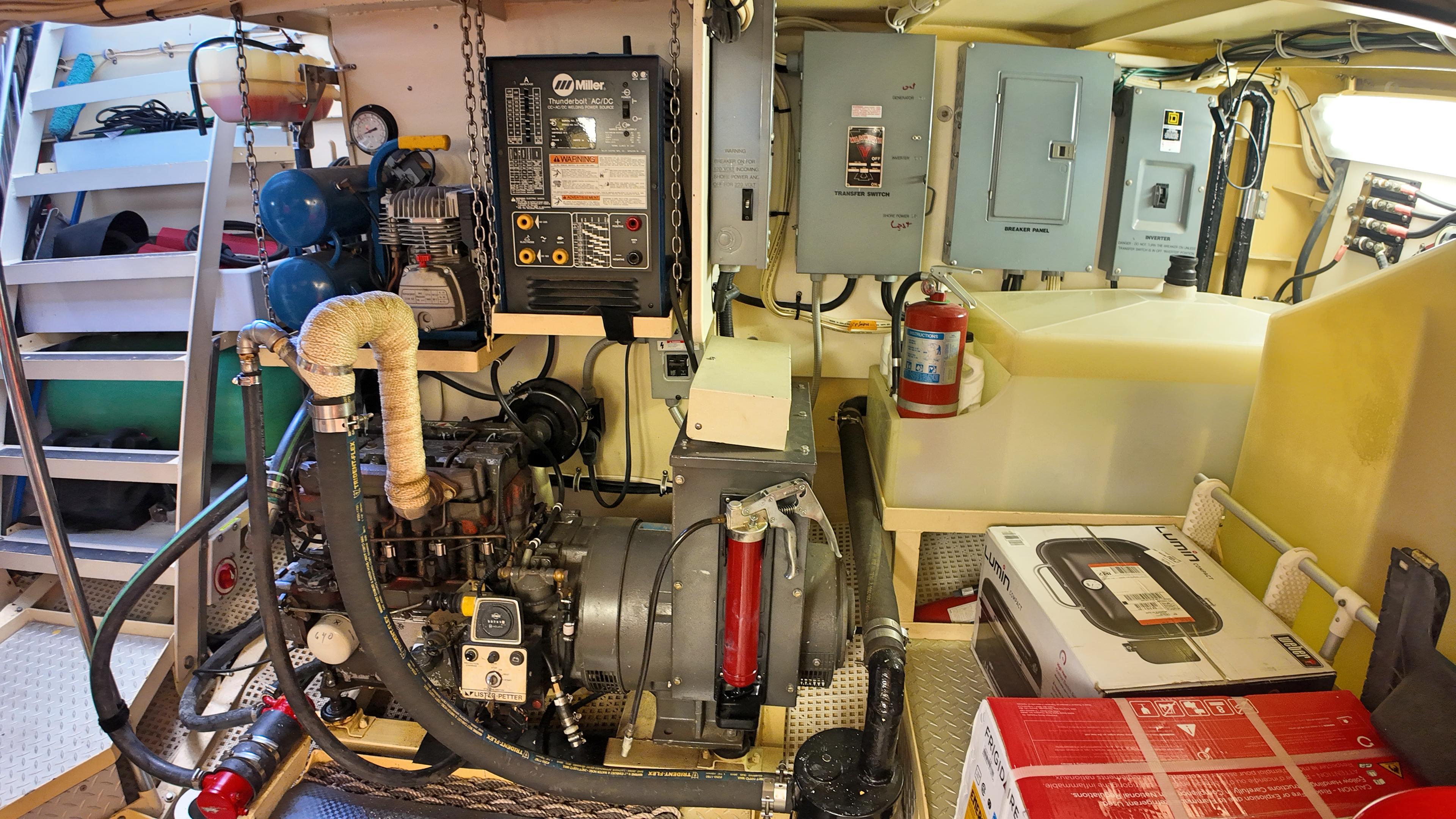 Custom-Holland Marine 50 Custom Trawler 1993-La Vita Marina SC-US-Engine room of 1993 Holland Marine 50 Custom Trawler with machinery and control panels.-9816492 | Thumbnail