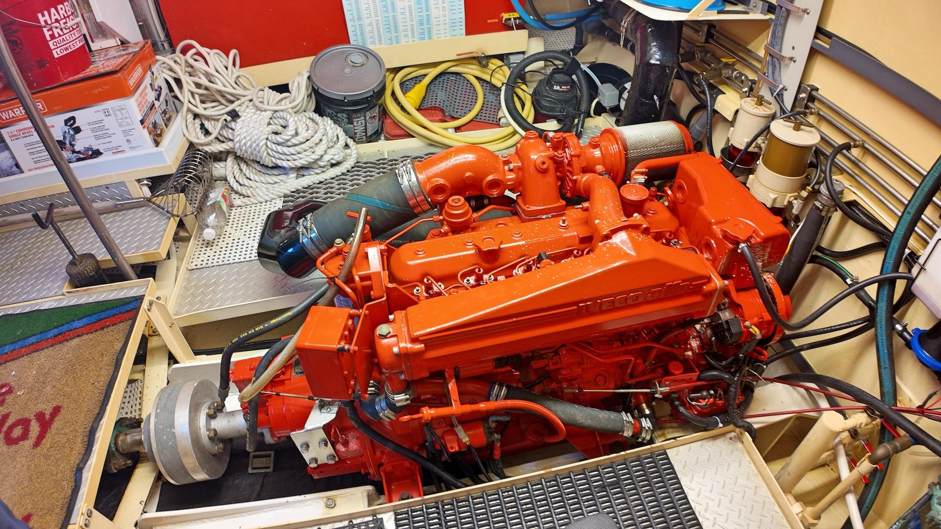 Custom-Holland Marine 50 Custom Trawler 1993-La Vita Marina SC-US-Engine room of 1993 Holland Marine 50 Custom Trawler with vibrant red engine.-9816492 | Thumbnail