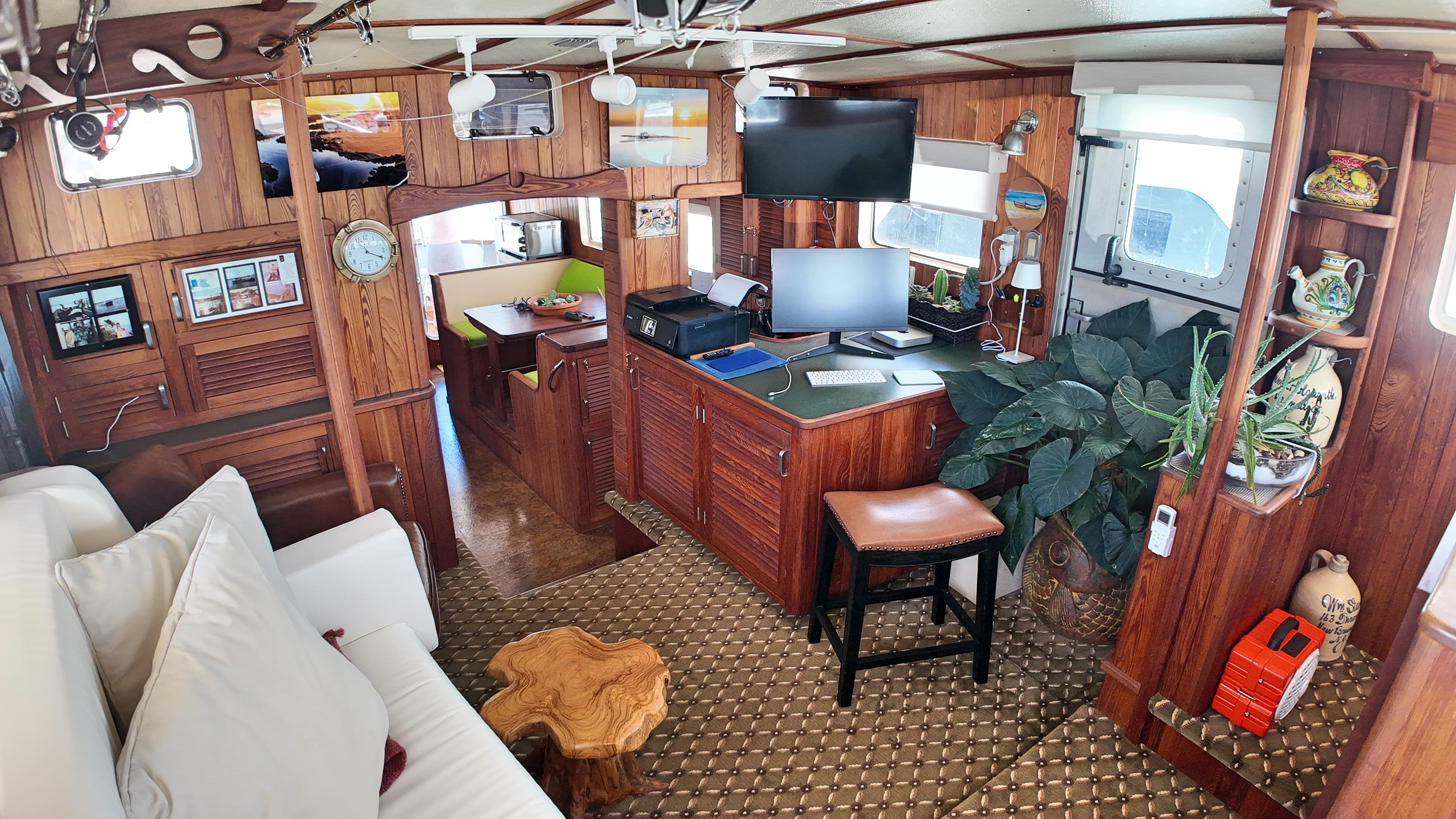 Custom-Holland Marine 50 Custom Trawler 1993-La Vita Marina SC-US-Interior of 1993 Holland Marine 50 Custom Trawler with wood paneling and modern amenities.-9816492 | Thumbnail