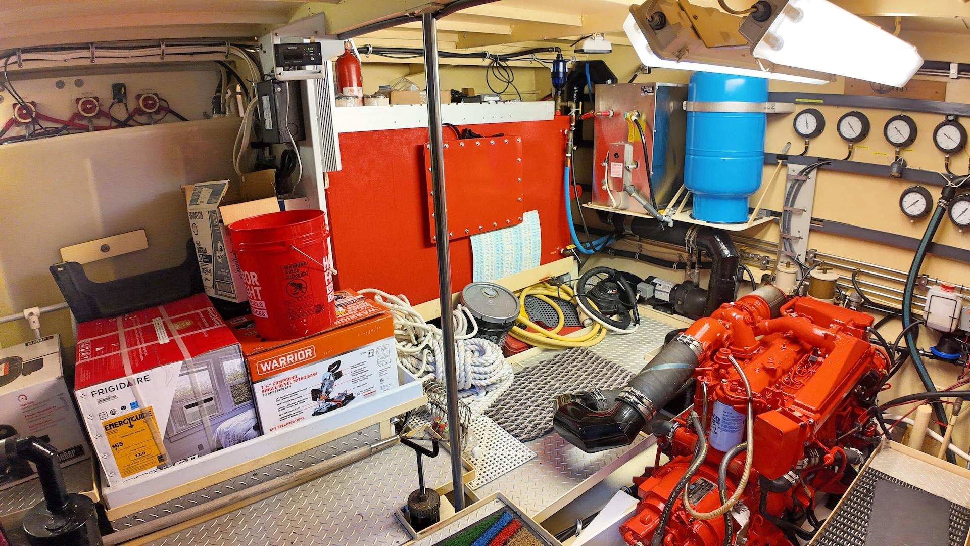 Custom-Holland Marine 50 Custom Trawler 1993-La Vita Marina SC-US-Engine room of 1993 Holland Marine 50 Custom Trawler with red engine and equipment.-9816492 | Thumbnail