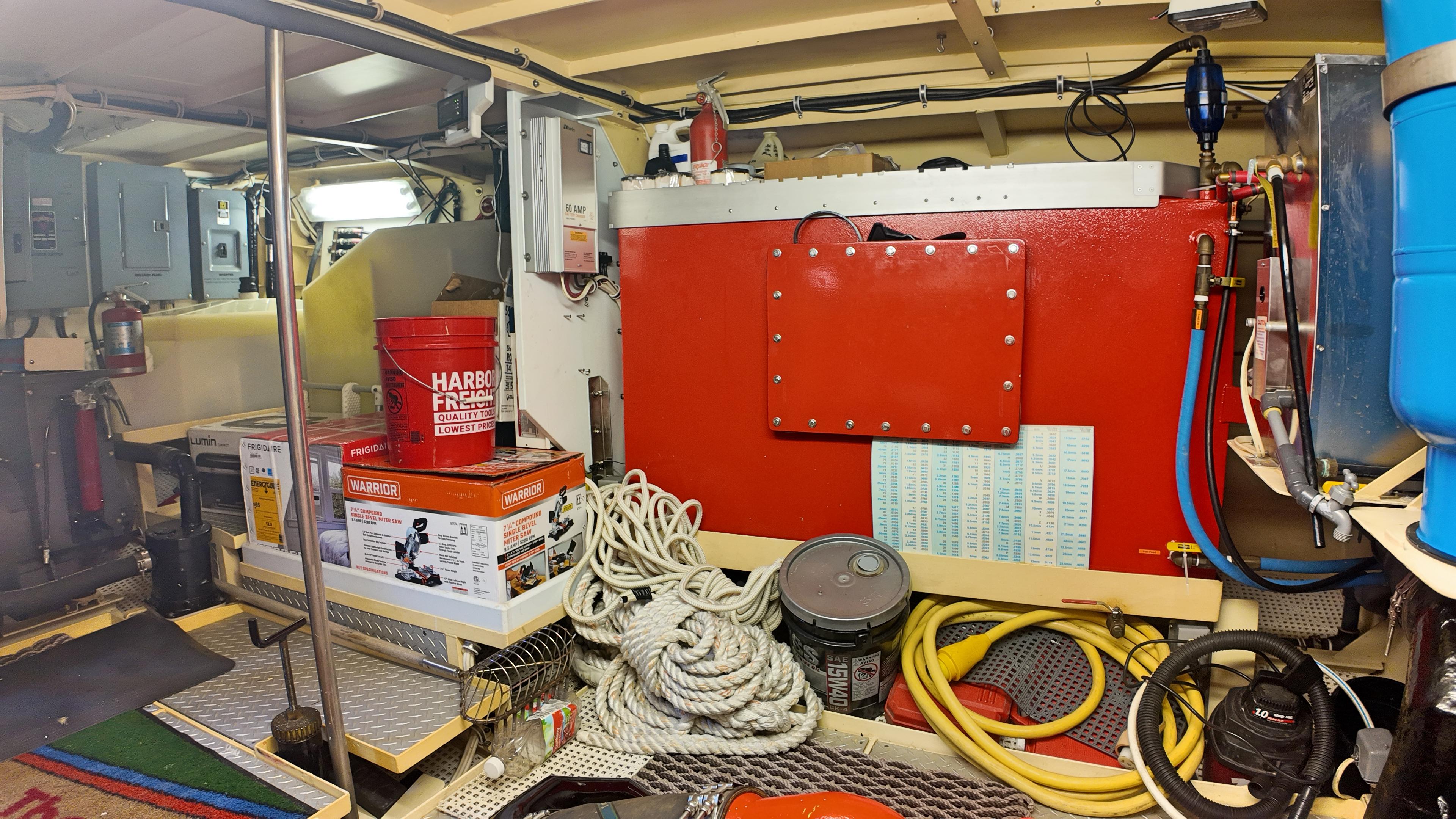 Custom-Holland Marine 50 Custom Trawler 1993-La Vita Marina SC-US-Engine room of 1993 Holland Marine 50 Custom Trawler with equipment and storage.-9816492 | Thumbnail