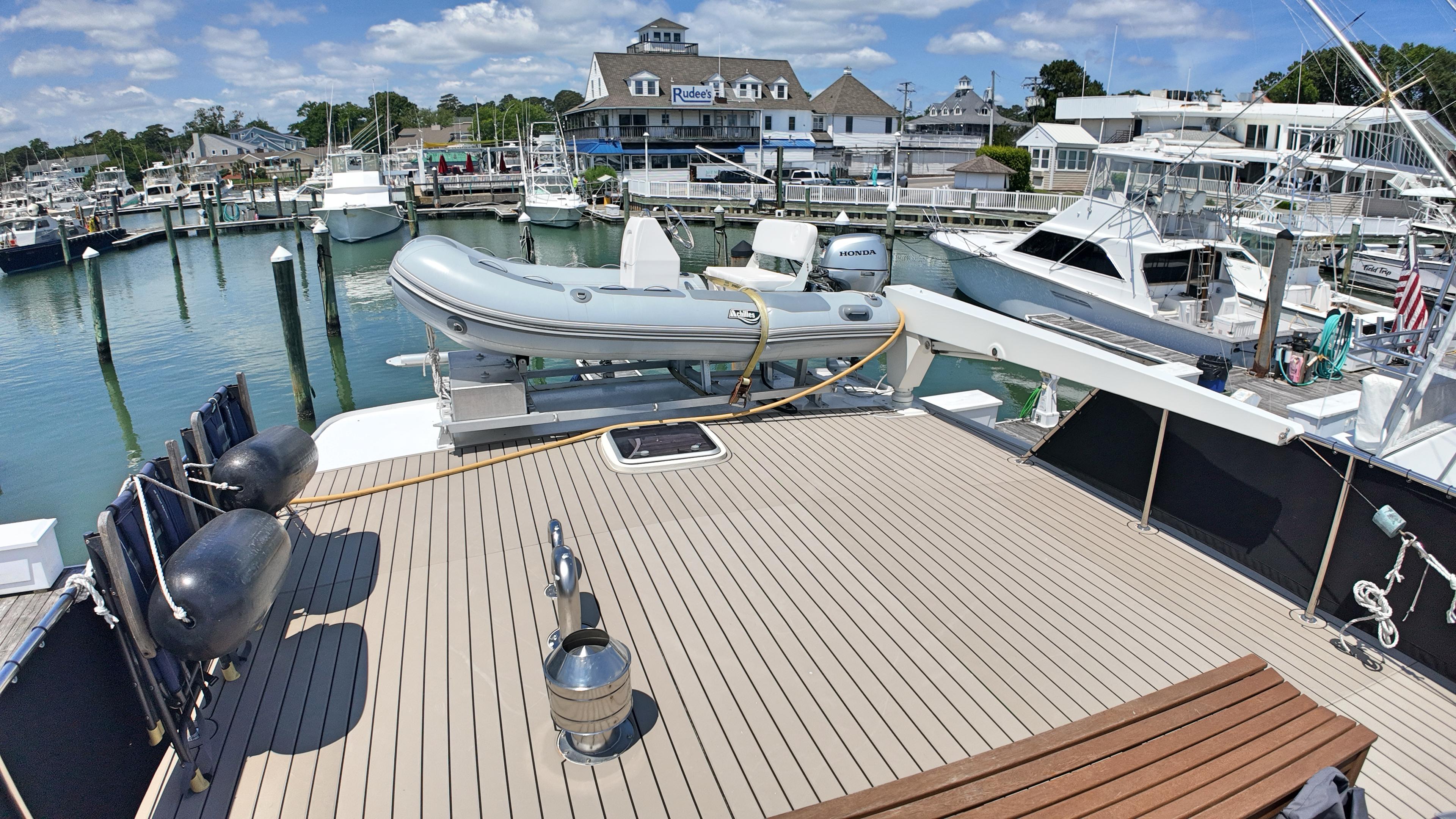 Custom-Holland Marine 50 Custom Trawler 1993-La Vita Marina SC-US-Custom Holland Marine 50 Trawler, 1993, docked with inflatable boat on deck, marina background.-9816492 | Thumbnail
