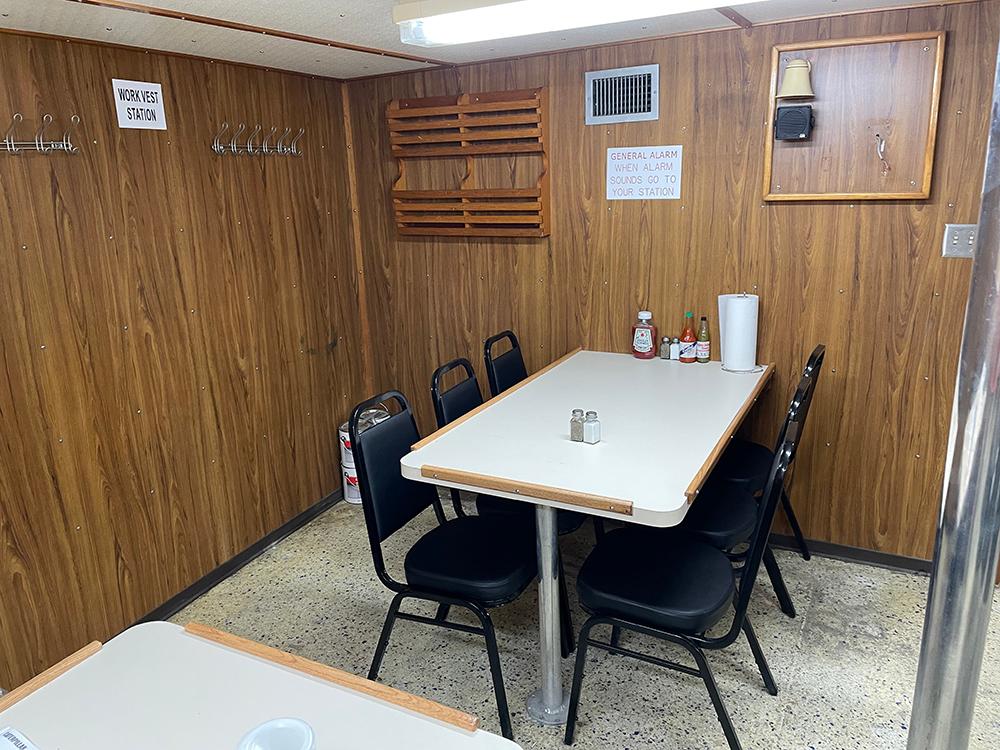 Custom-C & G Boat Works High Speed Supply Vessel 2002-VISION FL-US-Dining area on a 2002 Custom Offshore Supply Vessel with wooden walls and seating.-9686575 | Thumbnail