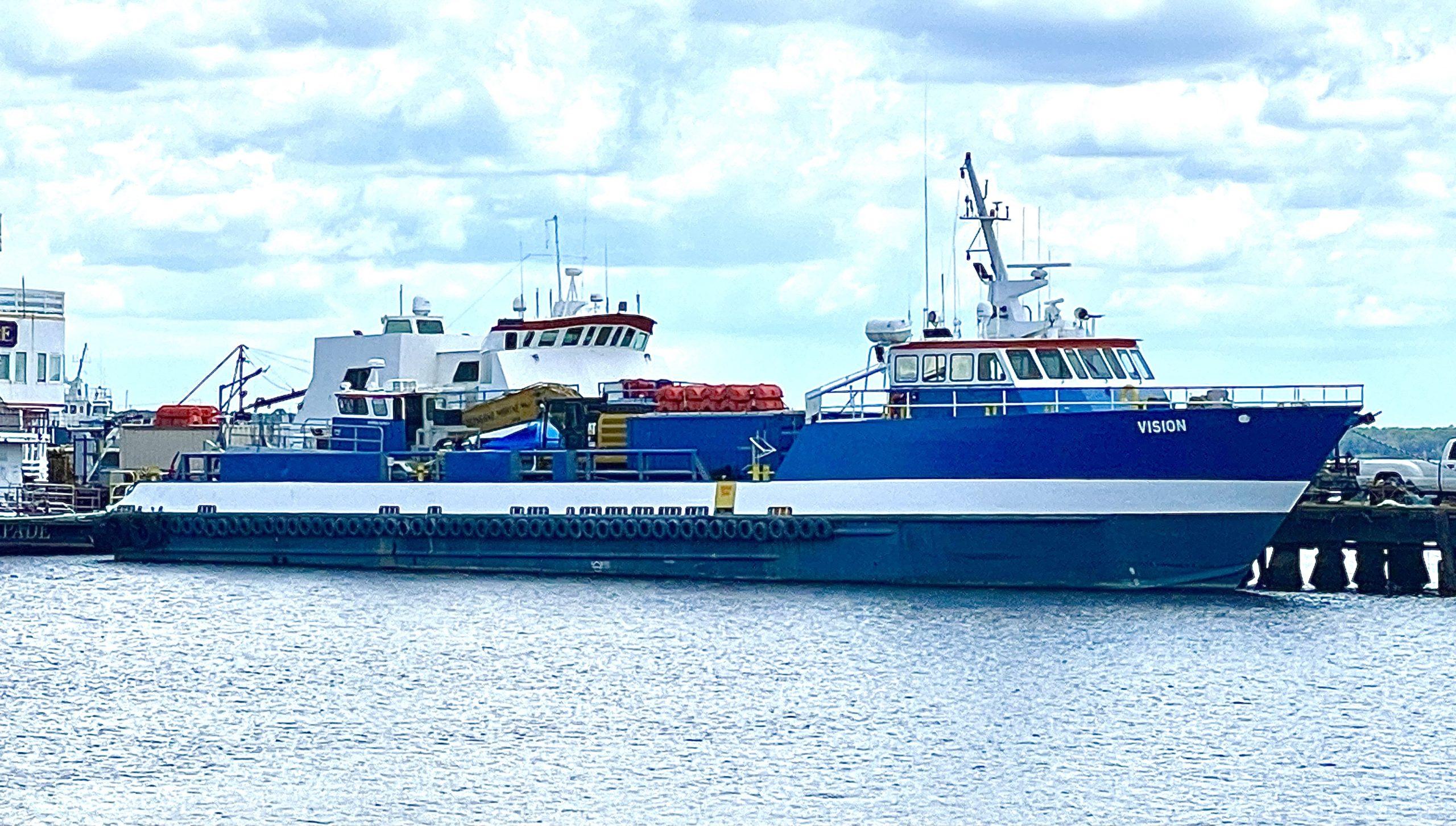 Custom-C & G Boat Works High Speed Supply Vessel 2002-VISION FL-US-Custom Offshore Supply Vessel, 2002, docked at a harbor under a cloudy sky.-9686575 | Thumbnail