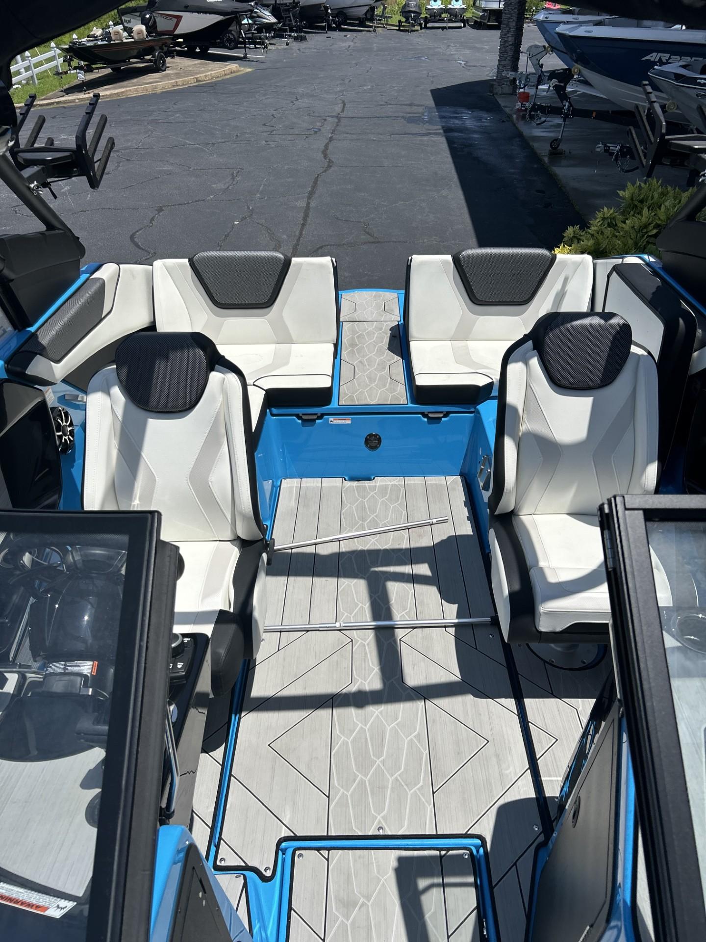 2023 Yamaha Boats 222 XD interior with modern seating and sleek design.