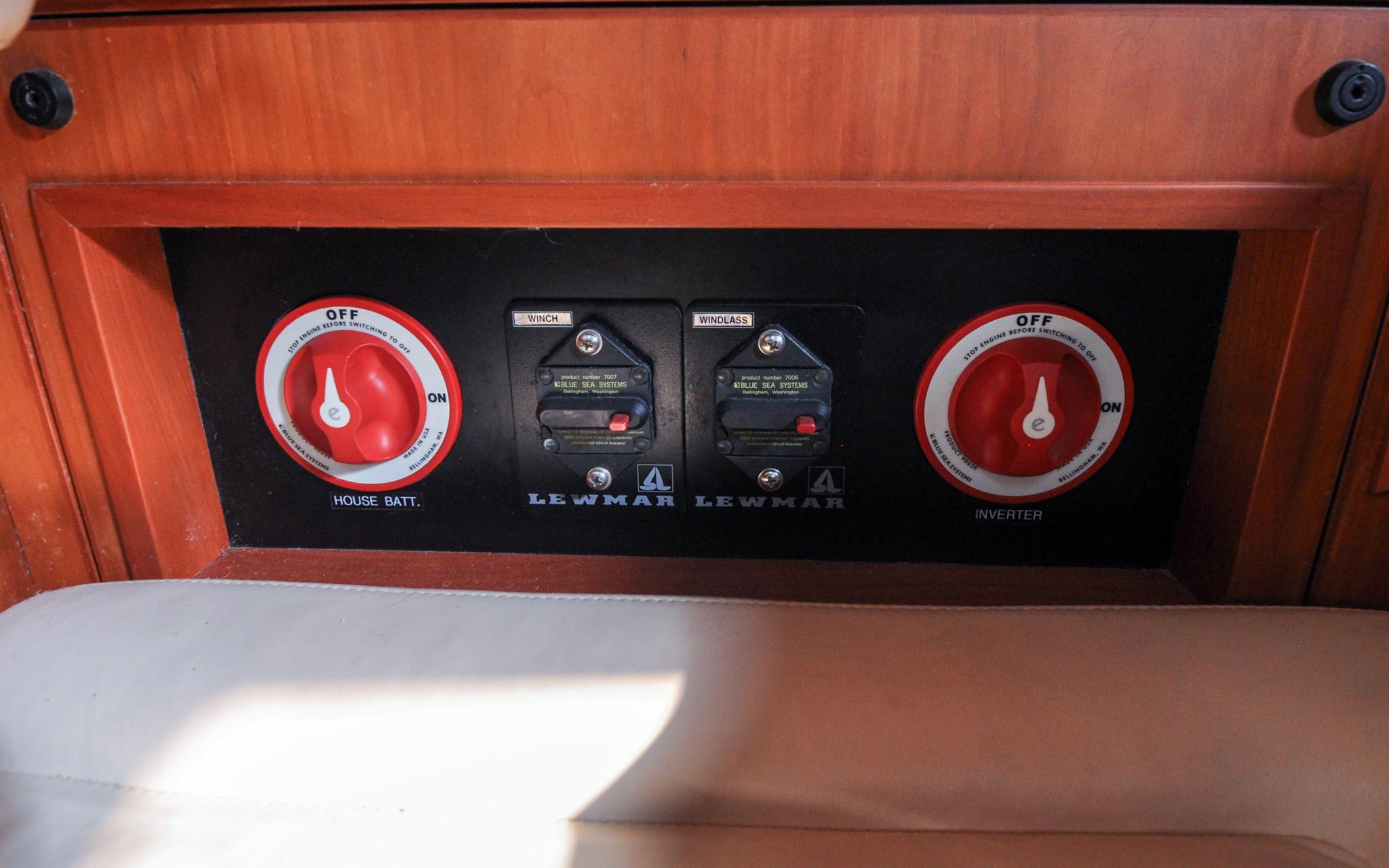 Jezebel Yacht Photos Pics Sabre 426 - Jezebel - Navigation Station - Battery Switches and Breakers