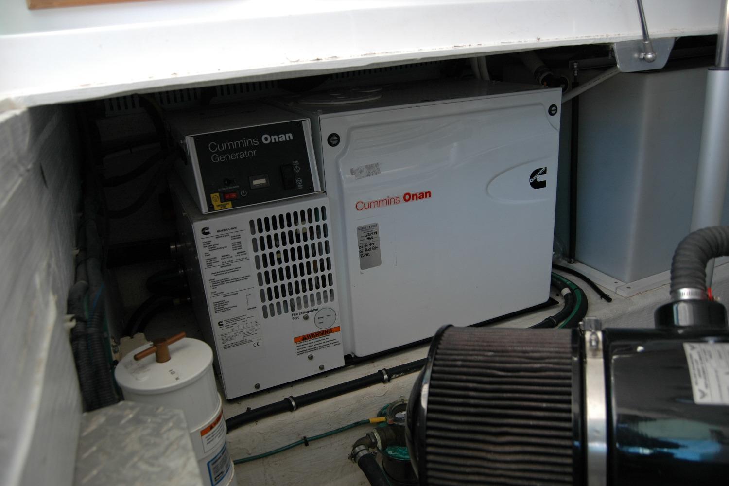 Cummins Onan generator in 2015 Back Cove 37 boat engine room.