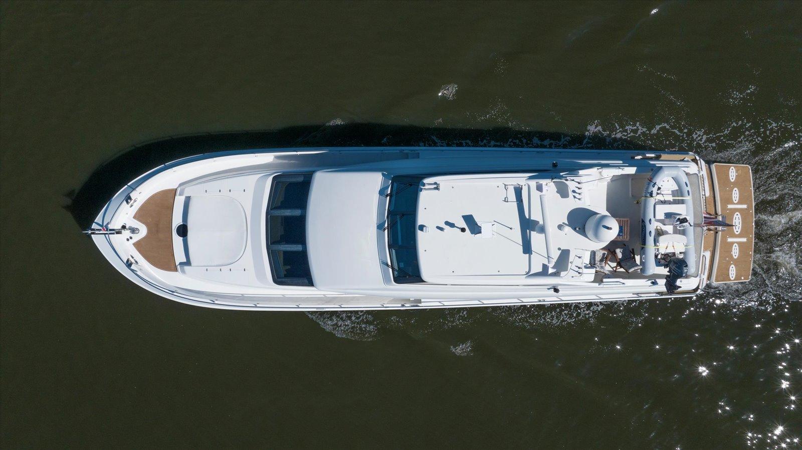 Lazzara-EB 76 1997-Octopi FL-US-Aerial view of 1997 Lazzara EB 76 yacht cruising on water.-9736767 | Thumbnail