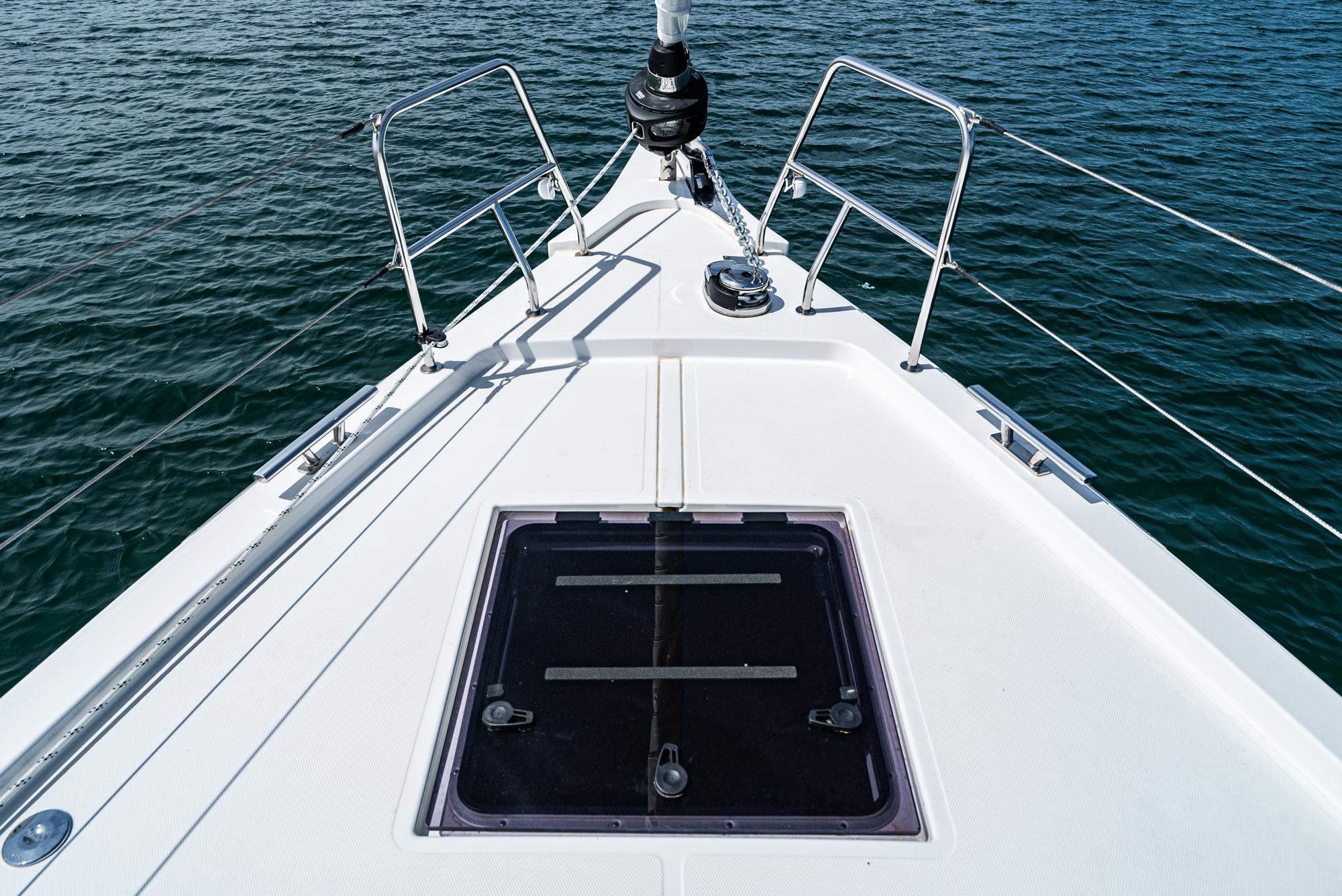 Bavaria-C50 2024-This could be yours CA-US-Bow of 2024 Bavaria C50 yacht on calm water.-9654457 | Thumbnail