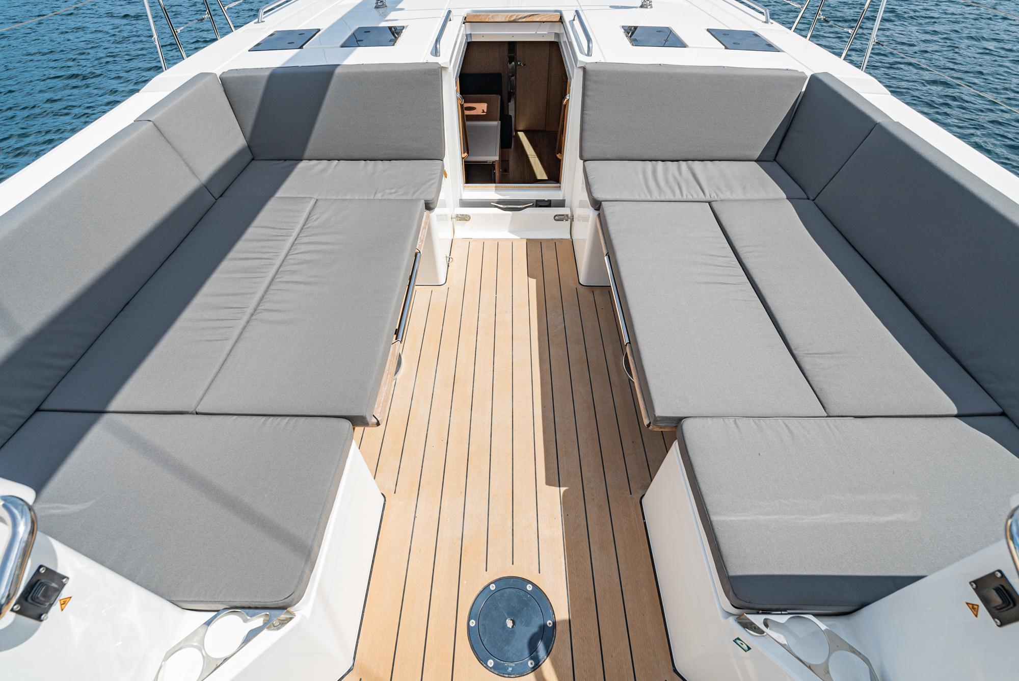 Bavaria-C50 2024-This could be yours CA-US-Spacious deck of 2024 Bavaria C50 yacht with comfortable seating and wooden flooring.-9654457 | Thumbnail