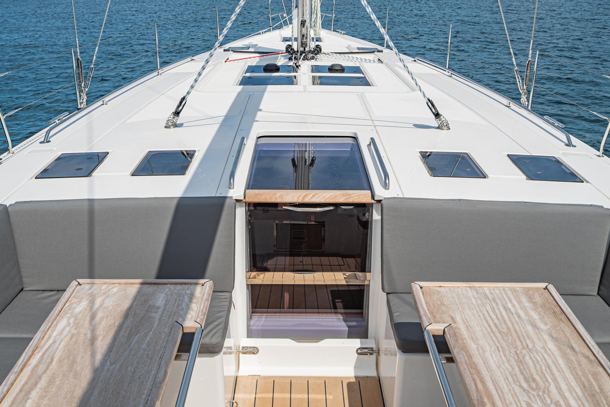 Bavaria-C50 2024-This could be yours CA-US-2024 Bavaria C50 yacht deck with seating and ocean view.-9654457 | Thumbnail