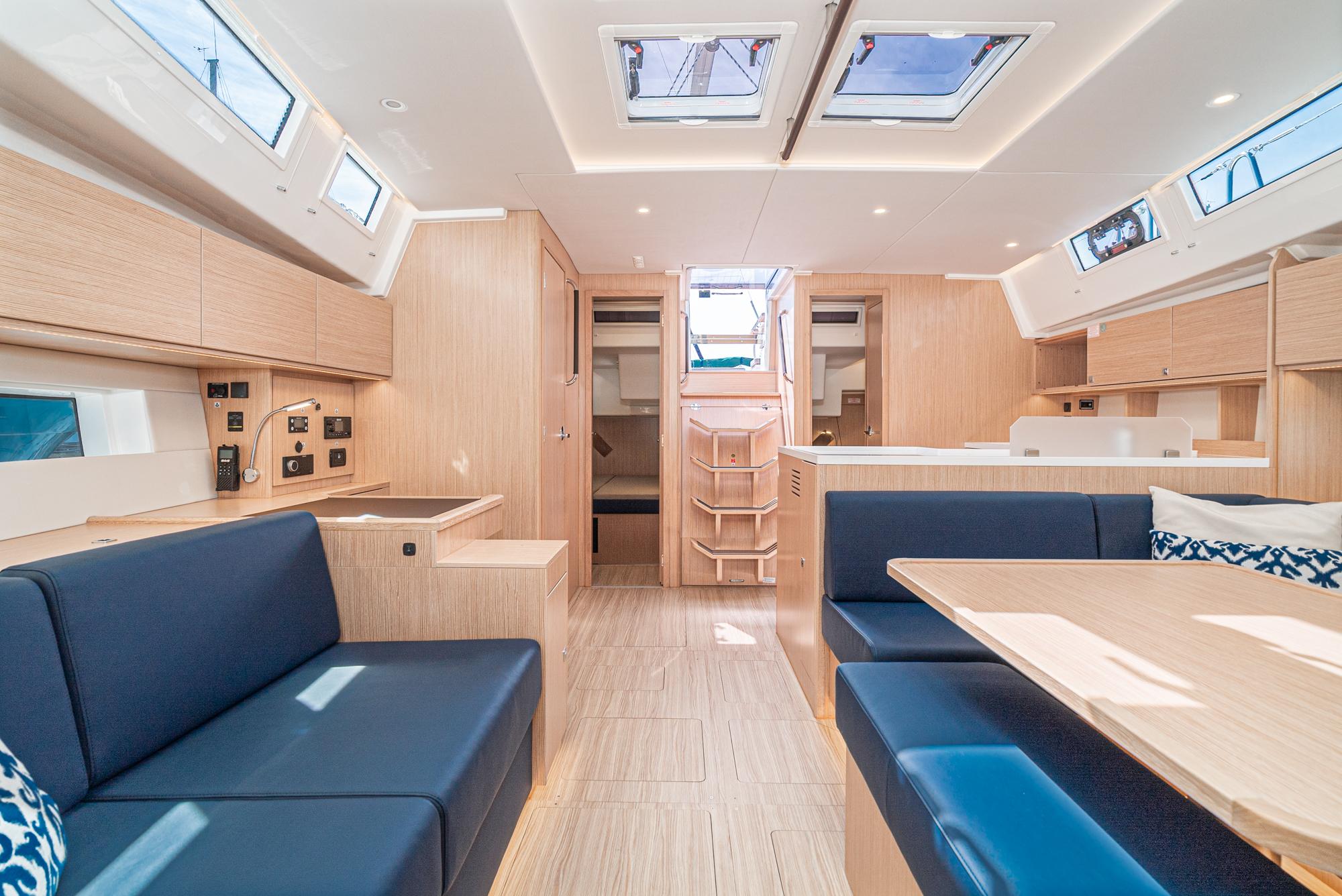 Bavaria-C50 2024-This could be yours CA-US-Luxurious interior of 2024 Bavaria C50 yacht with modern seating and natural light.-9654457 | Thumbnail