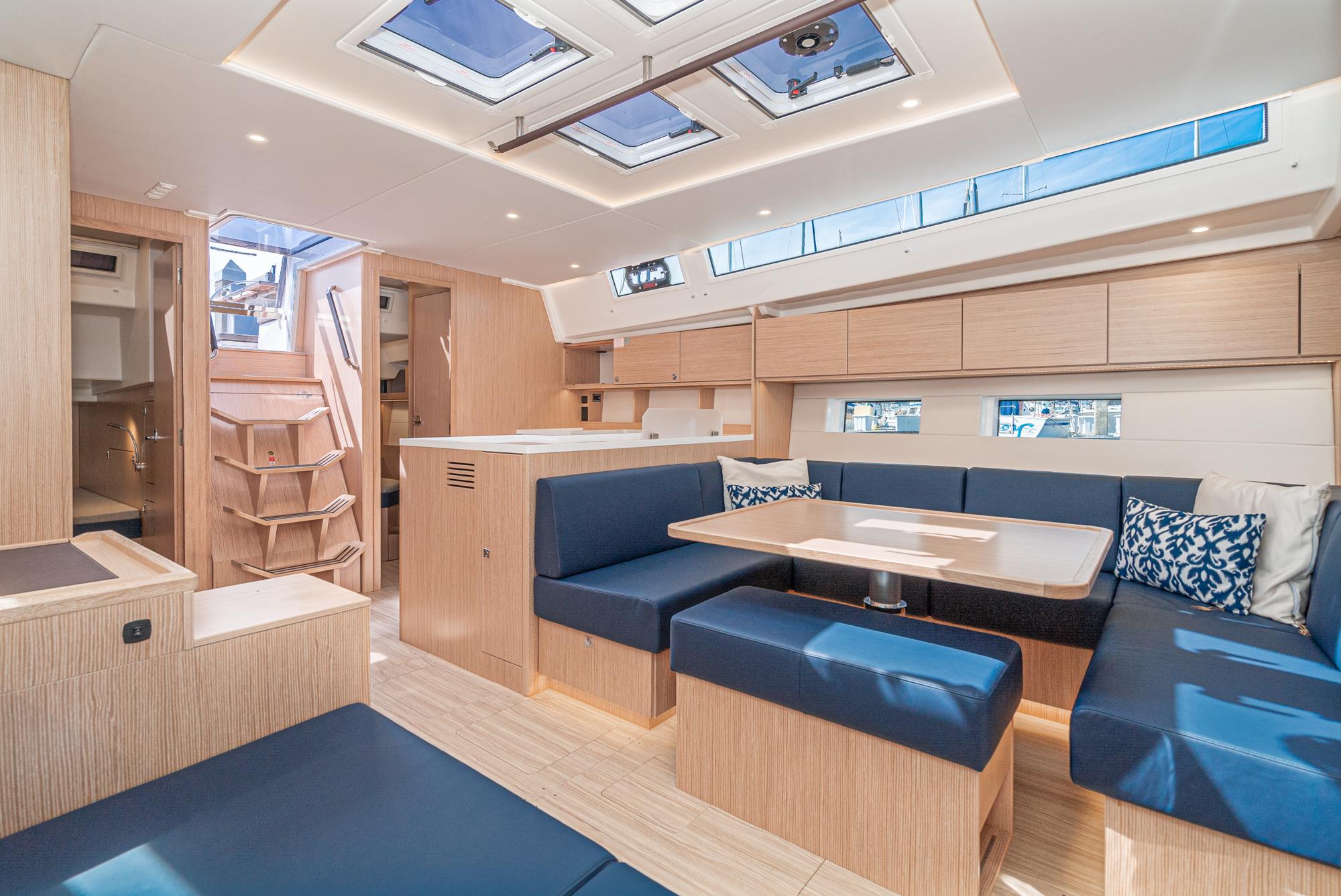 Bavaria-C50 2024-This could be yours CA-US-Luxurious interior of 2024 Bavaria C50 yacht with modern design and spacious seating.-9654457 | Thumbnail