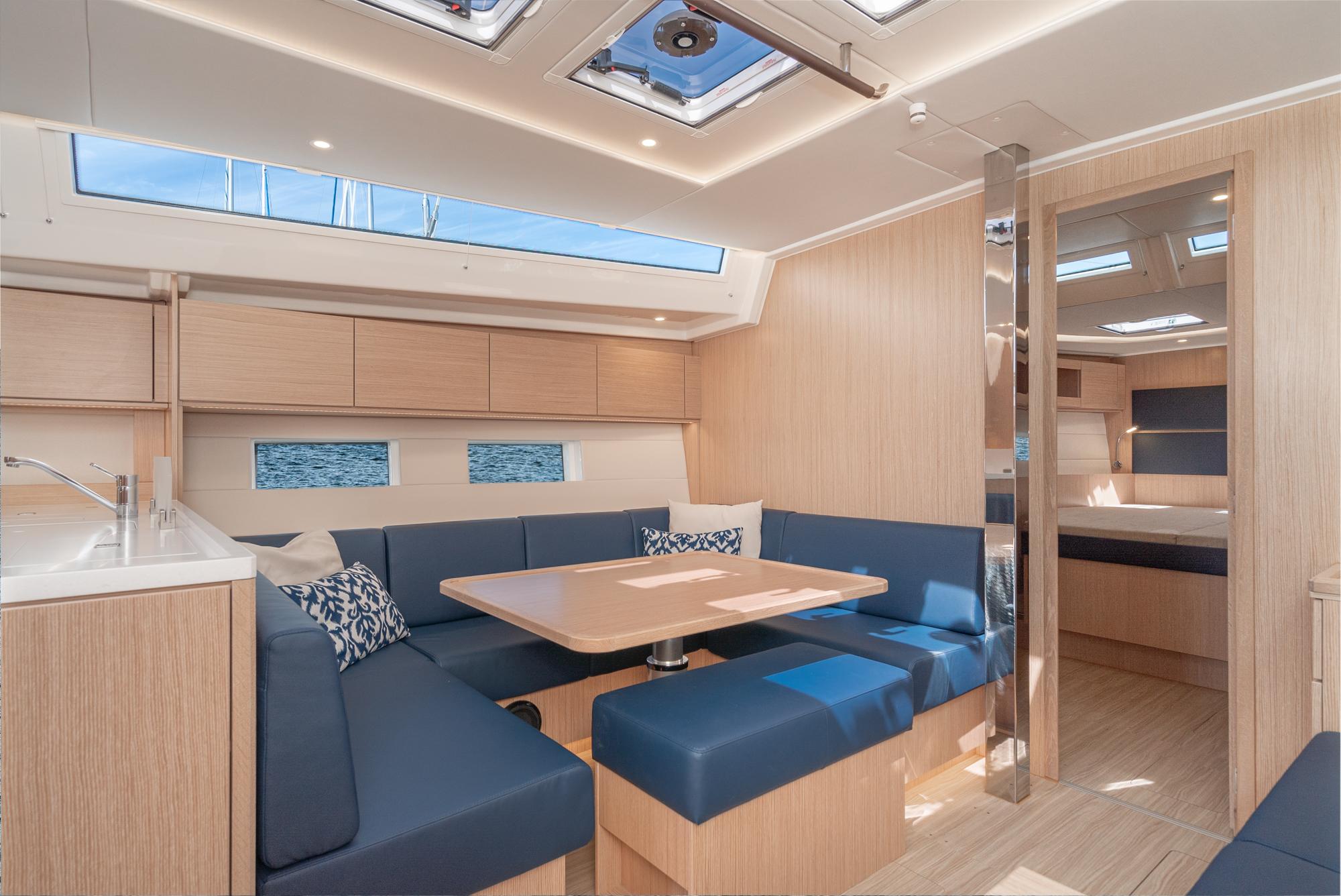 Bavaria-C50 2024-This could be yours CA-US-Luxurious interior of 2024 Bavaria C50 yacht with modern seating and natural light.-9654457 | Thumbnail