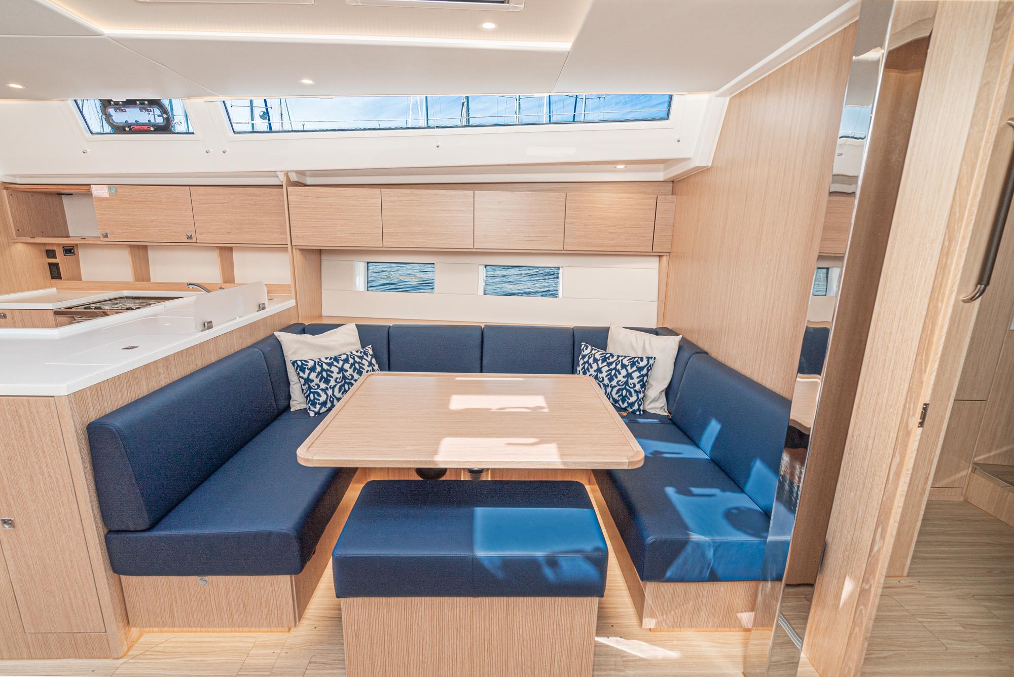Bavaria-C50 2024-This could be yours CA-US-Luxurious interior of 2024 Bavaria C50 yacht with modern seating and dining area.-9654457 | Thumbnail