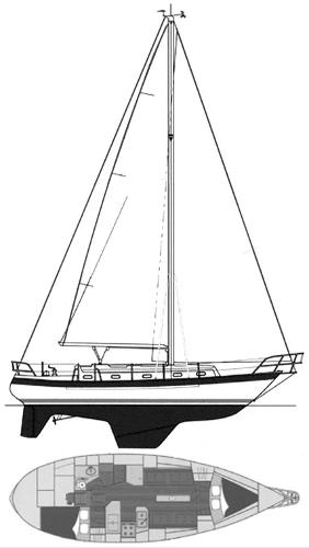 Sailboat diagram of 1996 Valiant 39, showcasing design and layout details.