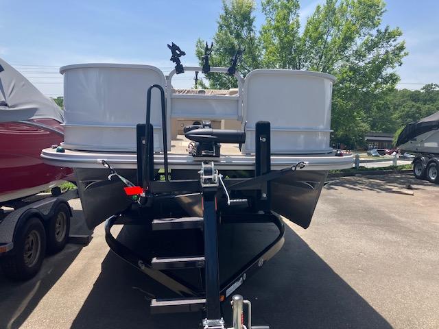 2020 G3 SunCatcher V322FC pontoon boat on trailer, parked outdoors.