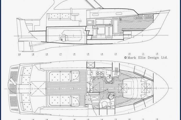Blueprint of 2007 Legacy Yachts 32, showcasing interior and exterior design layout.